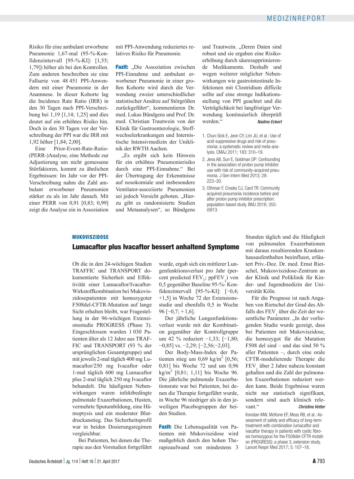 Vorschauseite 1: Mukoviszidose: Lumacaftor plus Ivacaftor bessert anhaltend Symptome – Deutsches Ärzteblatt