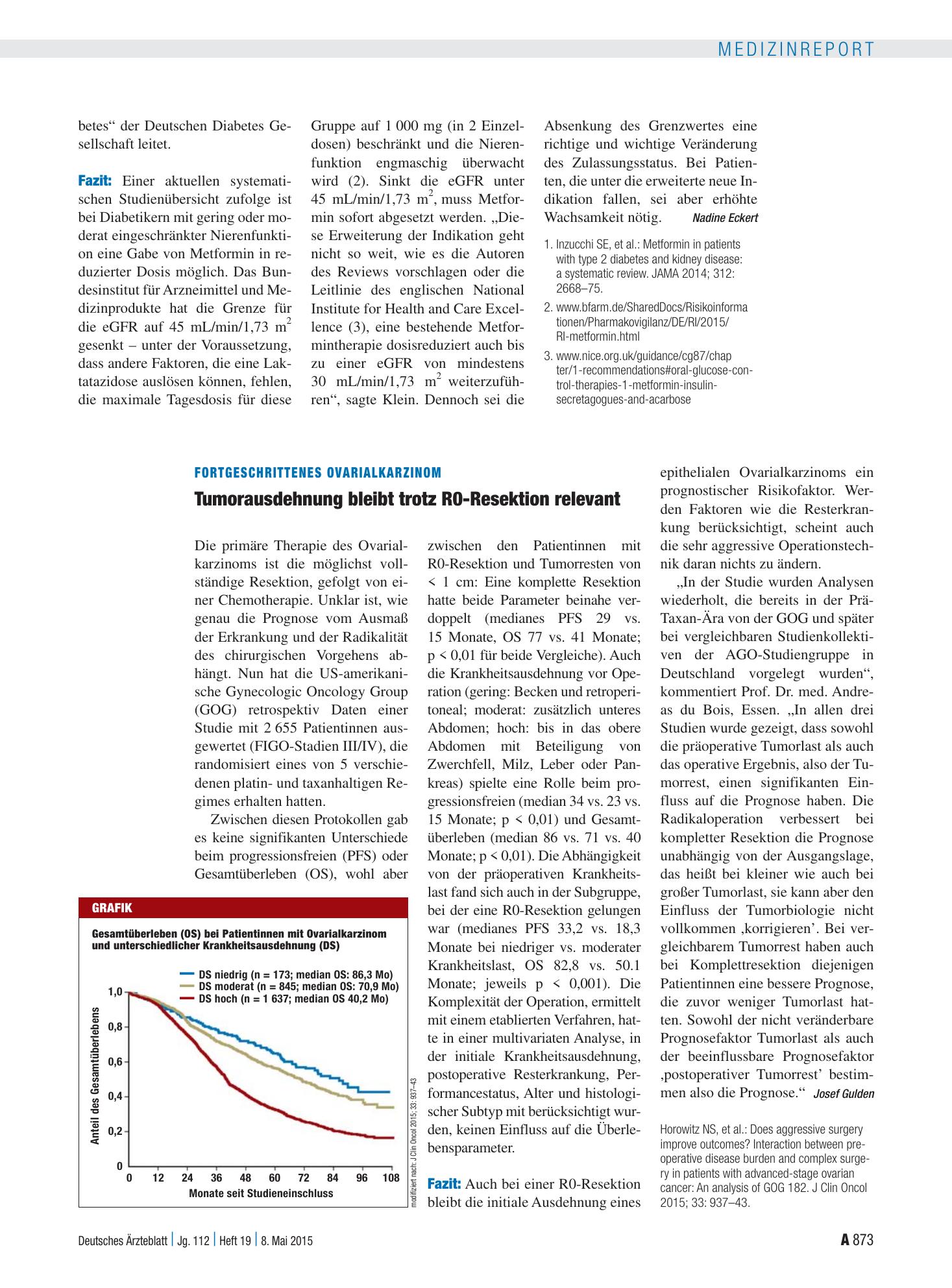 Vorschauseite 1: Fortgeschrittenes Ovarialkarzinom: Tumorausdehnung bleibt trotz R0-Resektion relevant – Deutsches Ärzteblatt