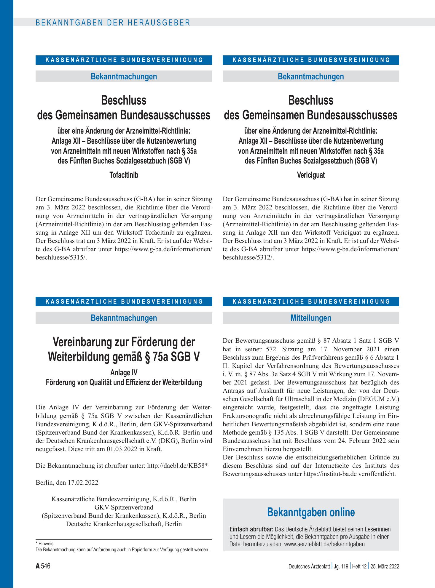 Vorschauseite 1: Mitteilungen – Deutsches Ärzteblatt