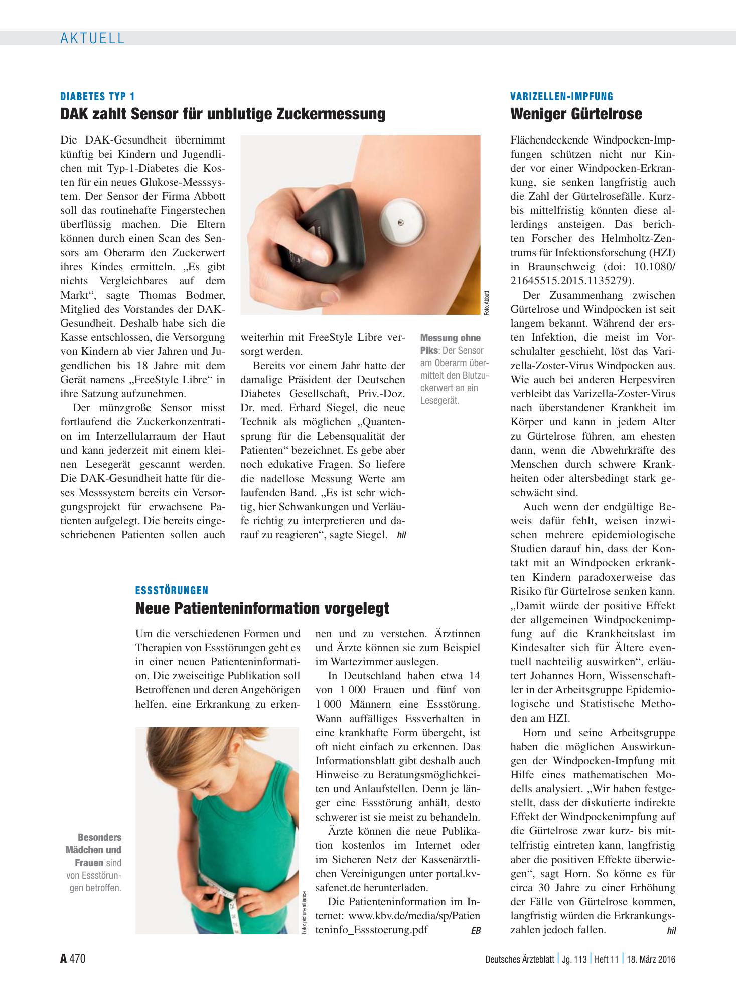Vorschauseite 1: Varizellen-Impfung: Weniger Gürtelrose – Deutsches Ärzteblatt