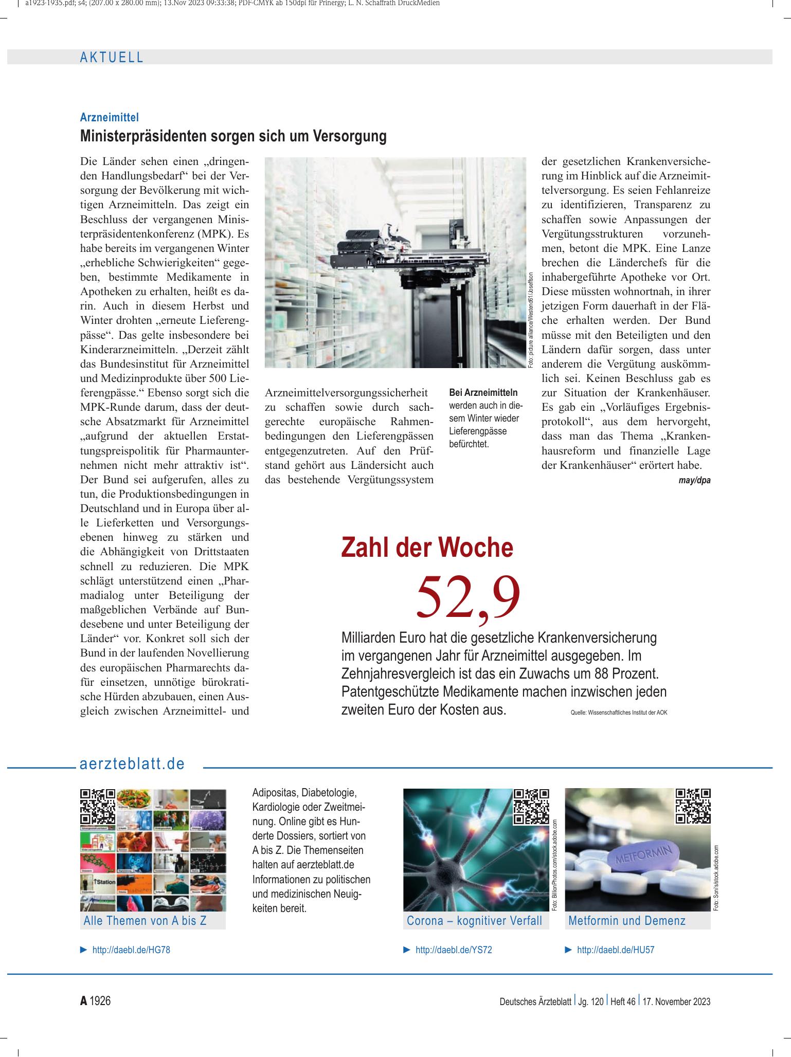 Vorschauseite 1: aerzteblatt.de – Deutsches Ärzteblatt