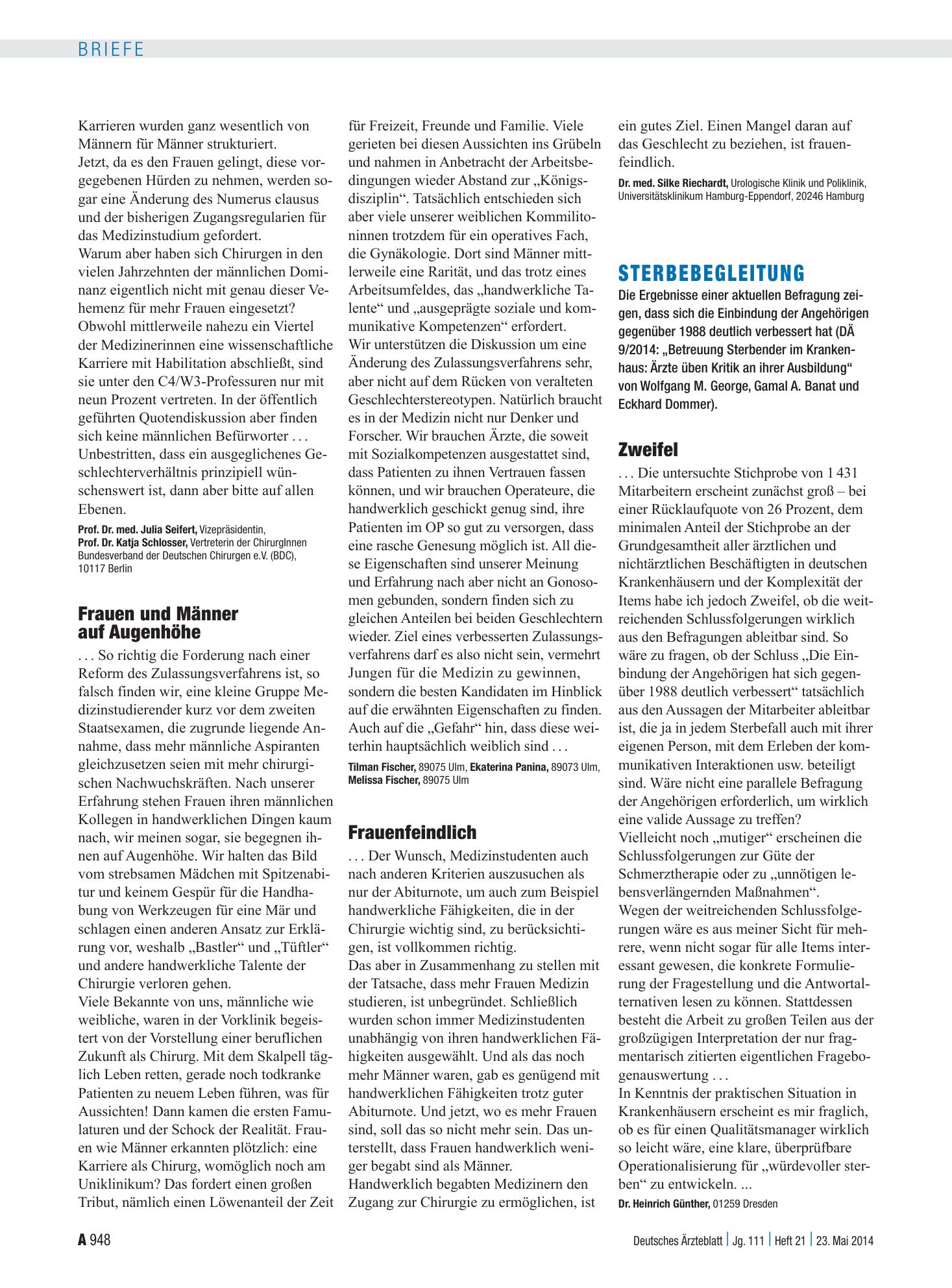 Vorschauseite 1: Sterbebegleitung: Zweifel – Deutsches Ärzteblatt
