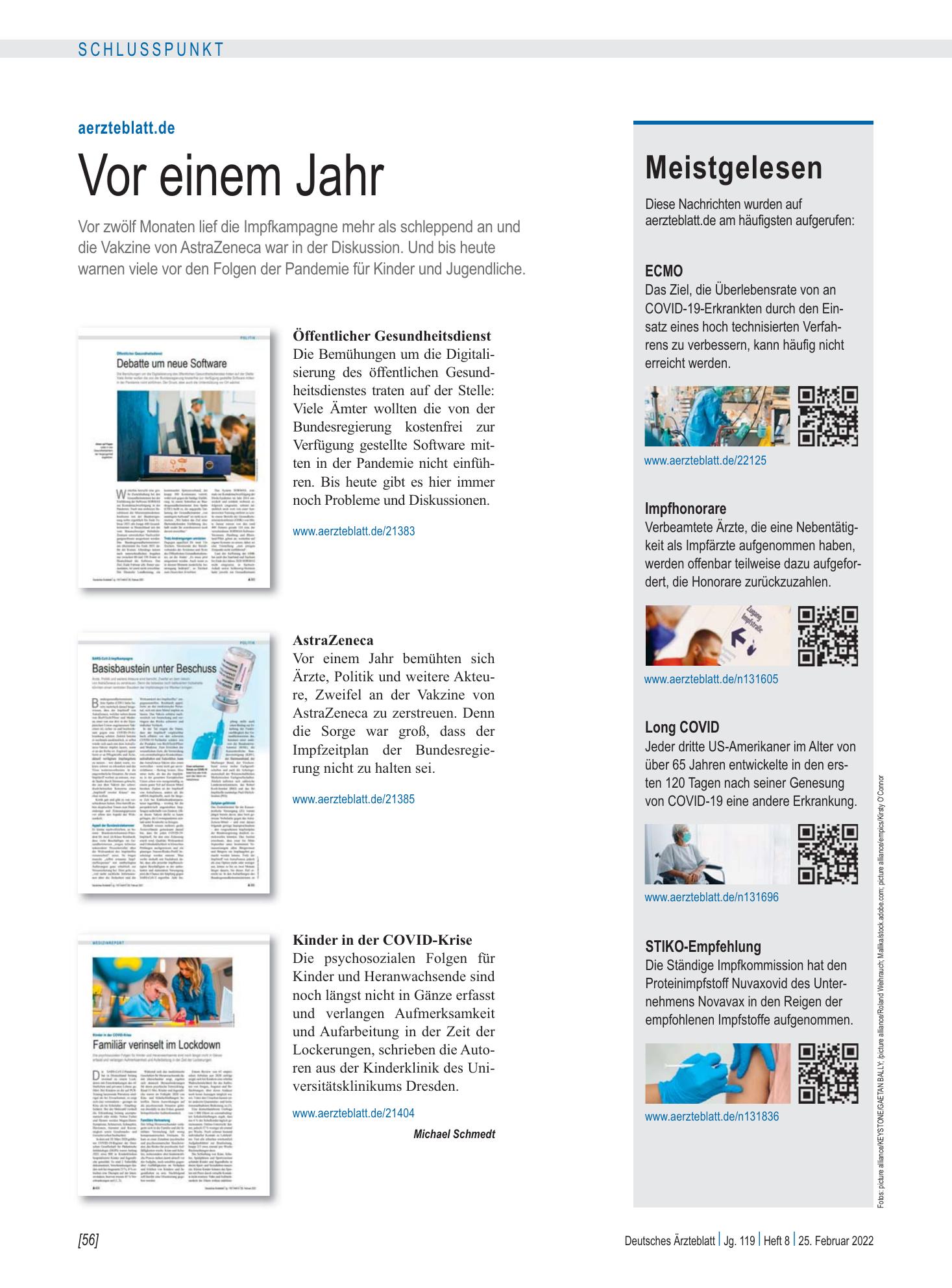 Vorschauseite 1: Meistgelesen – Deutsches Ärzteblatt