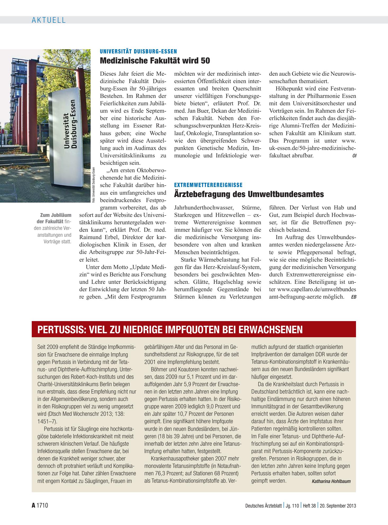 Vorschauseite 1: Extremwetterereignisse: Ärztebefragung des Umweltbundesamtes – Deutsches Ärzteblatt
