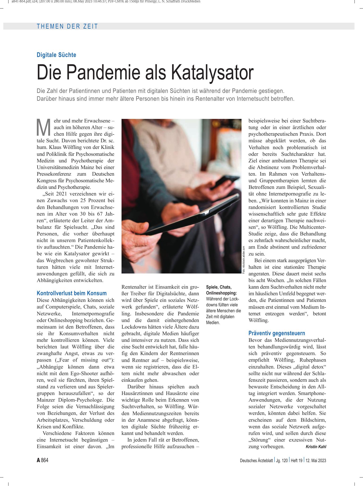 Vorschauseite 1: Digitale Süchte: Die Pandemie als Katalysator – Deutsches Ärzteblatt