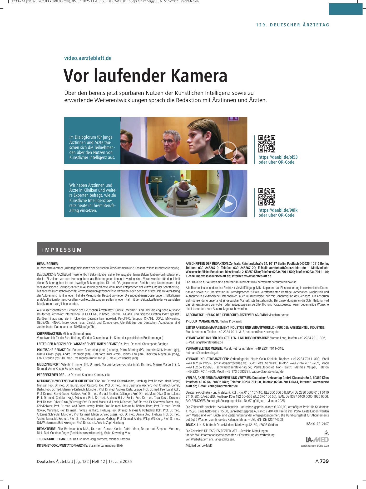 Vorschauseite 1: video.aerzteblatt.de: Vor laufender Kamera – Deutsches Ärzteblatt