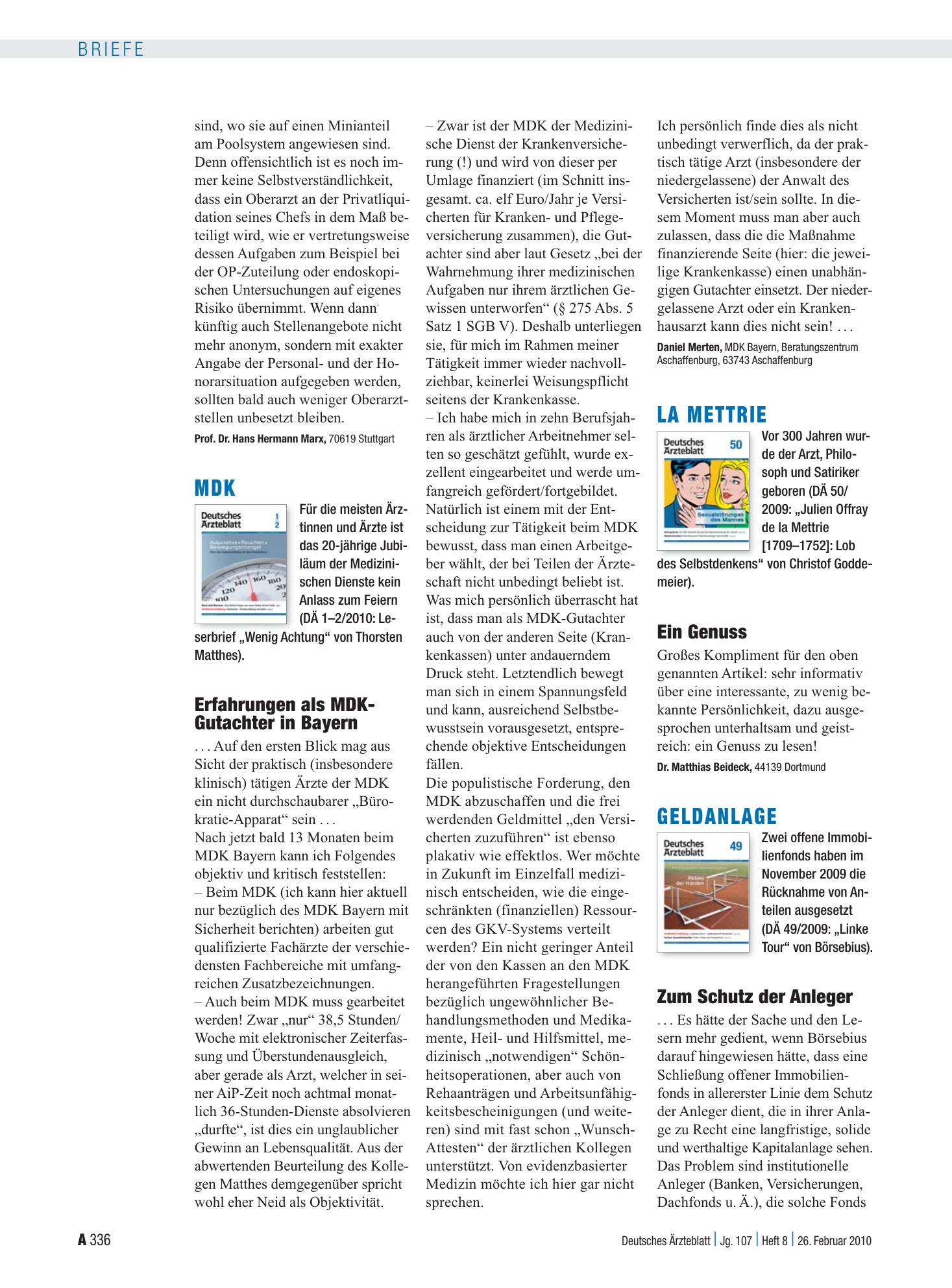 Vorschauseite 1: La Mettrie: Ein Genuss – Deutsches Ärzteblatt