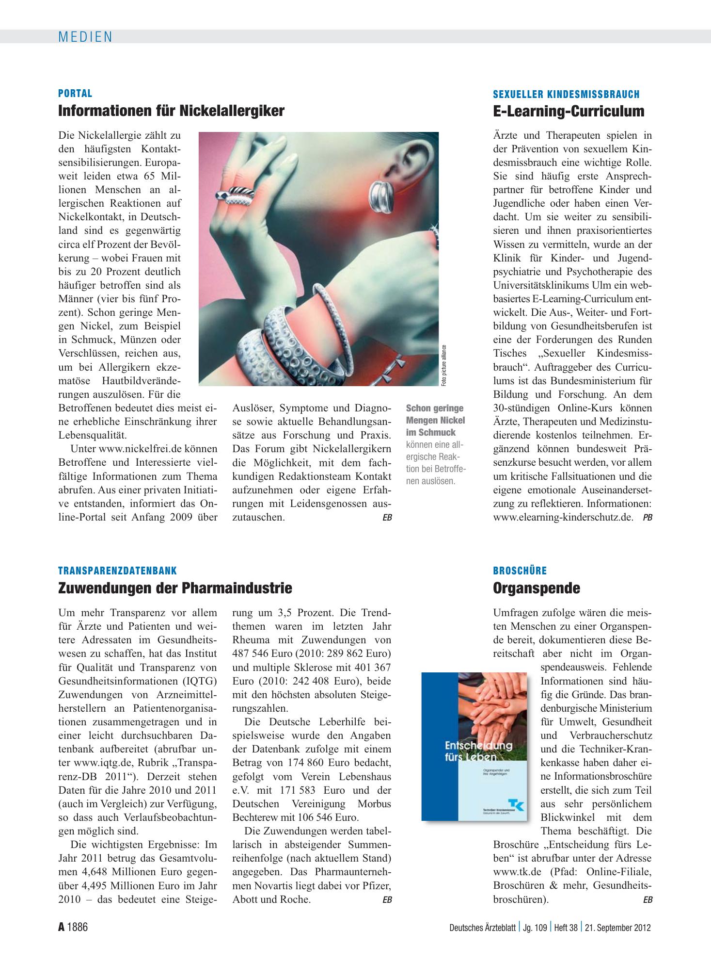 Vorschauseite 1: Broschüre: Organspende – Deutsches Ärzteblatt