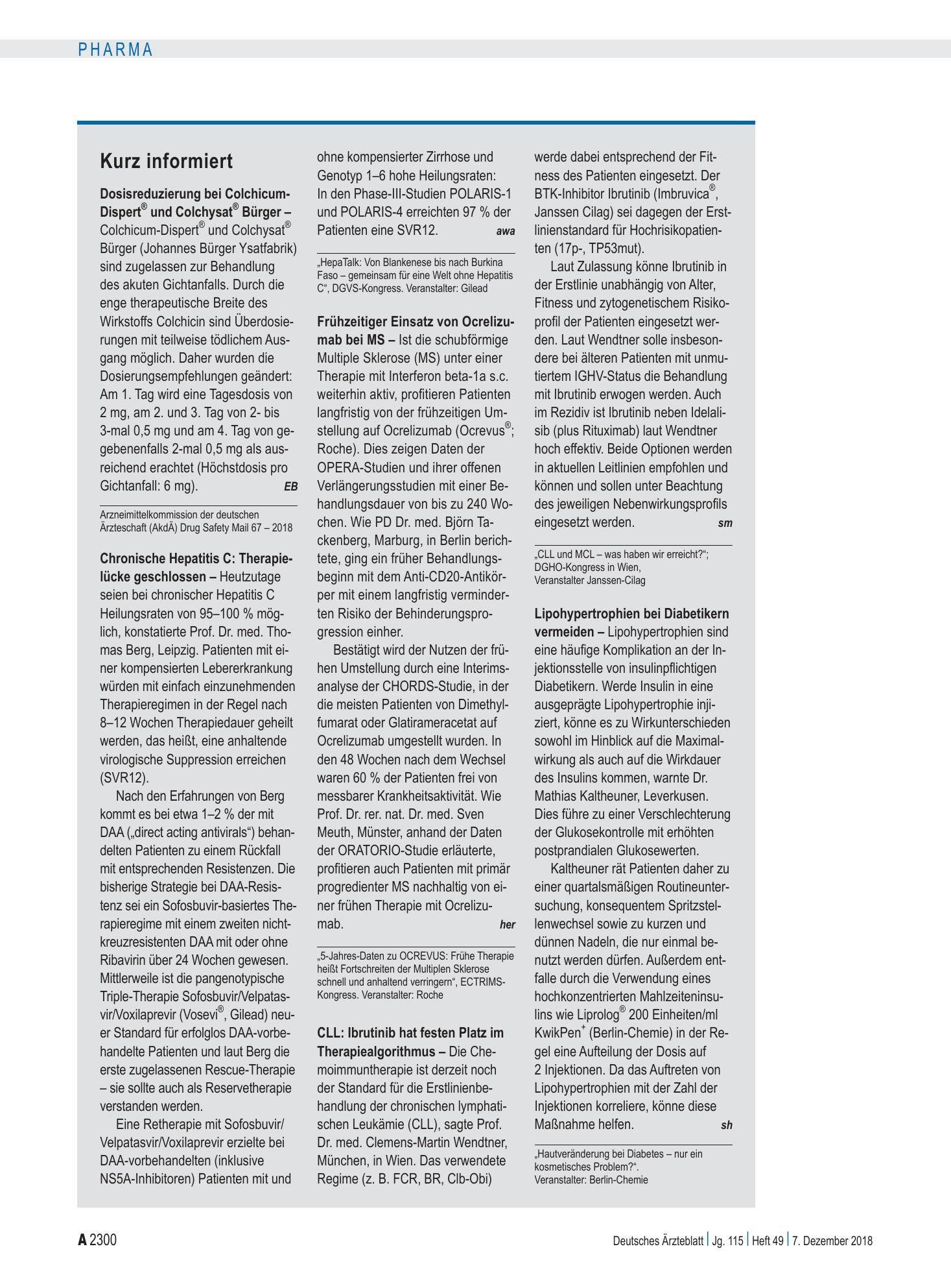 Vorschauseite 1: Kurz informiert – Deutsches Ärzteblatt