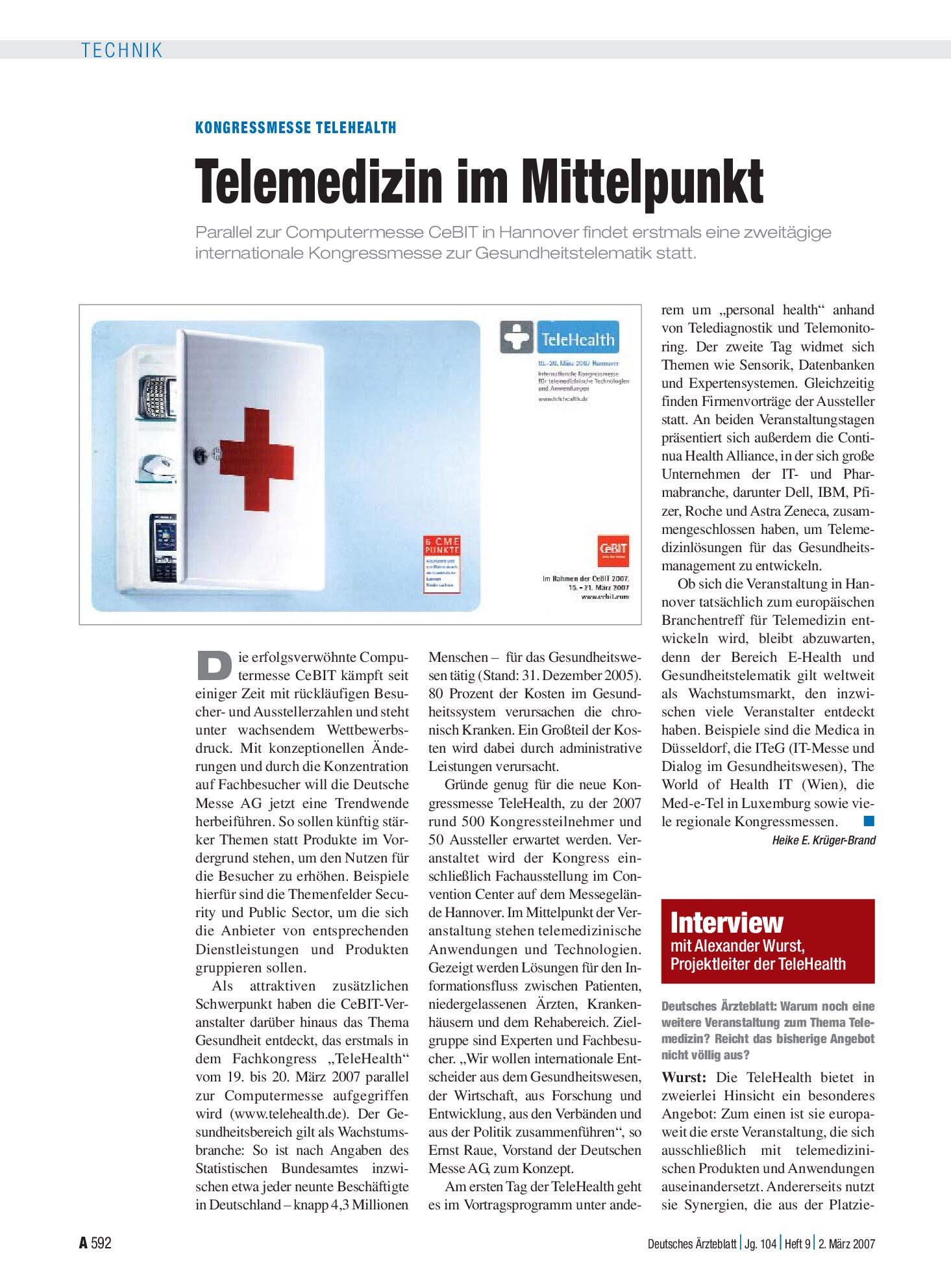 Vorschauseite 1: Interview mit Alexander Wurst, Projektleiter der TeleHealth – Deutsches Ärzteblatt