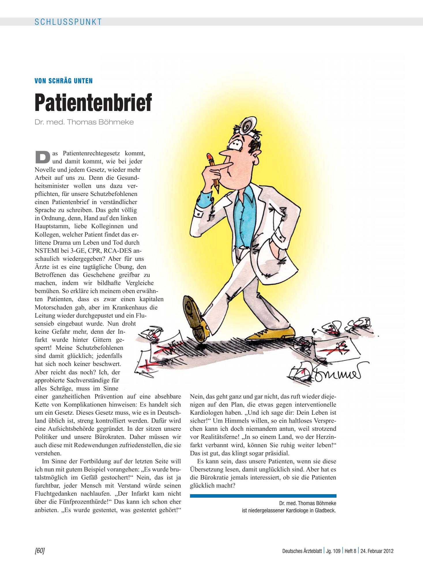Vorschauseite 1: Von schräg unten: Patientenbrief – Deutsches Ärzteblatt