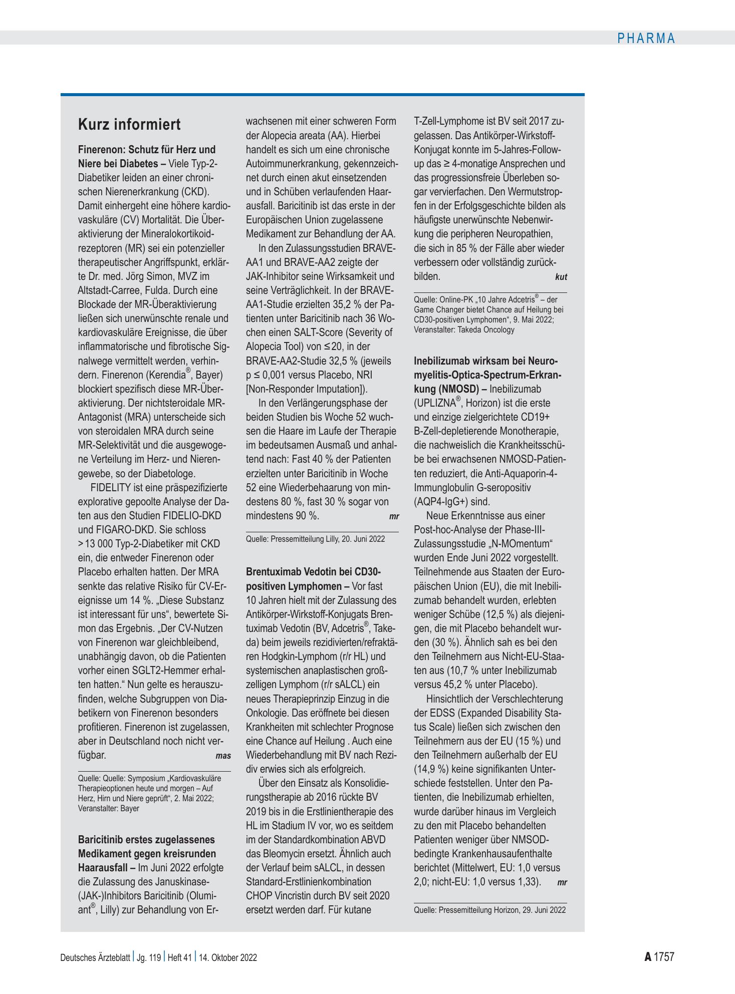 Vorschauseite 1: Kurz informiert – Deutsches Ärzteblatt