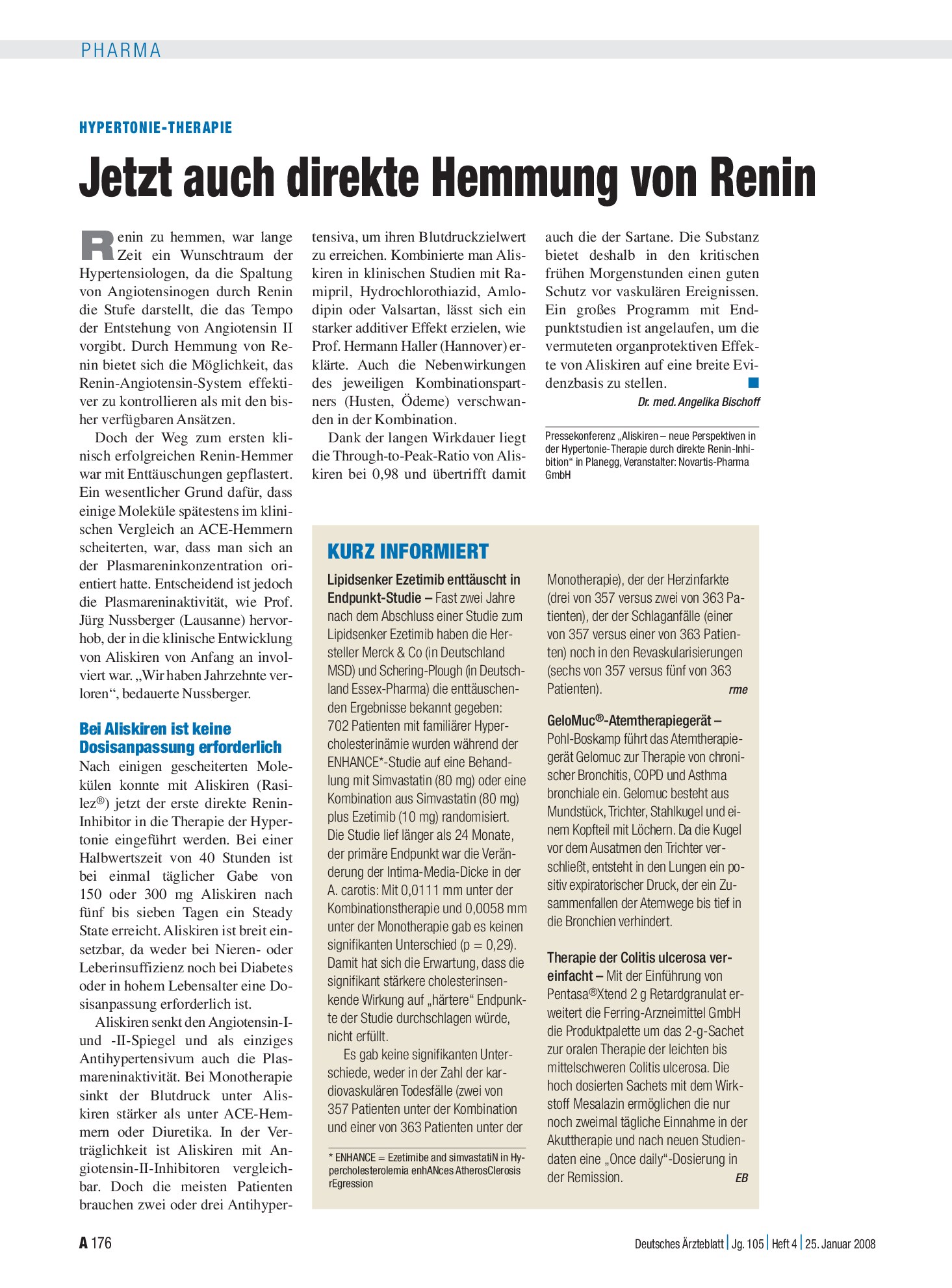 Vorschauseite 1: Kurz informiert – Deutsches Ärzteblatt