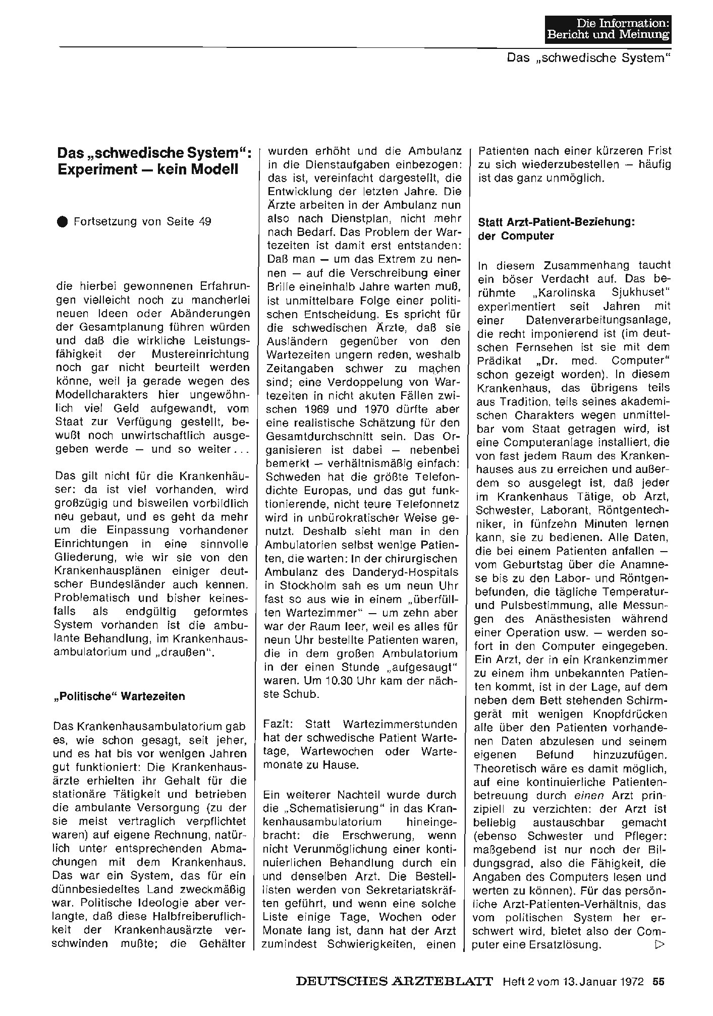 Vorschauseite 1: Das „schwedische System": Experiment — kein Modell (Teil 2)