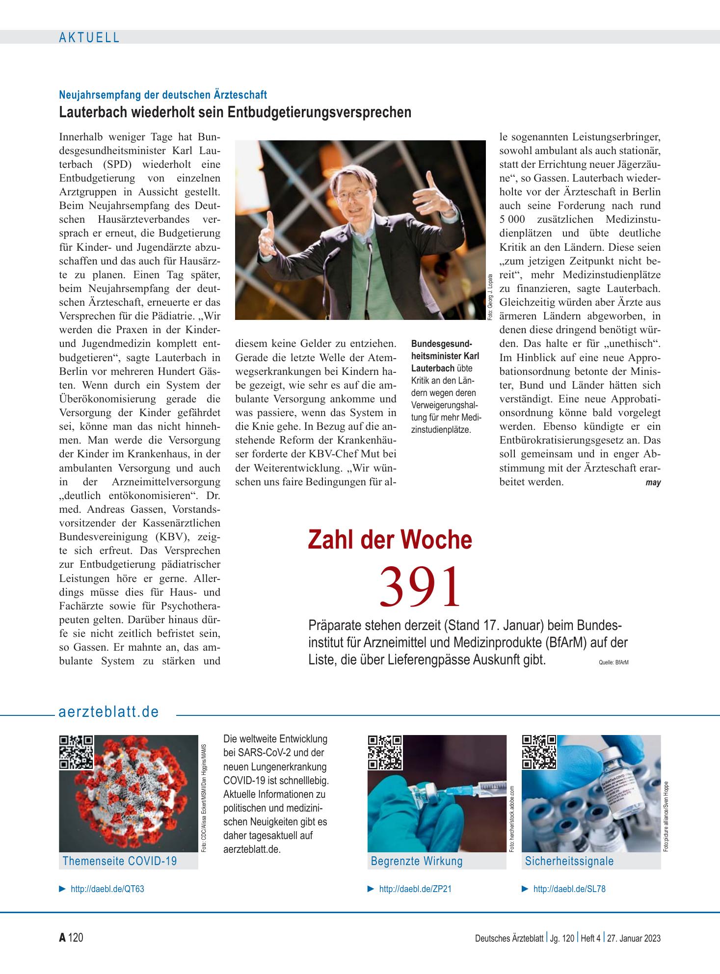 Vorschauseite 1: aerzteblatt.de – Deutsches Ärzteblatt