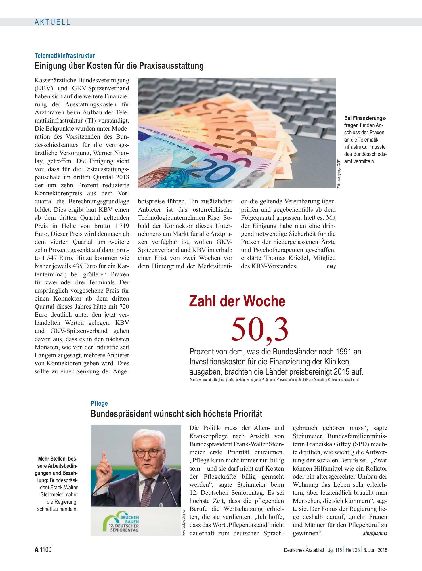 Vorschauseite 1: Zahl der Woche 50,3 – Deutsches Ärzteblatt