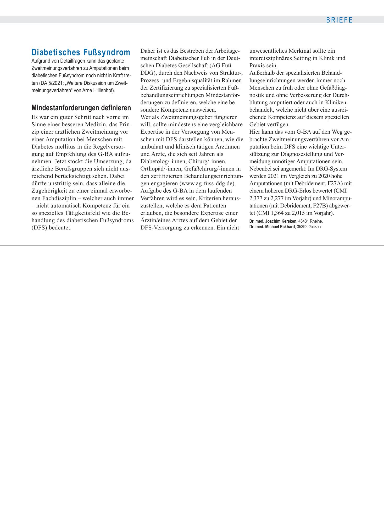 Vorschauseite 1: Diabetisches Fußsyndrom: Mindestanforderungen definieren – Deutsches Ärzteblatt