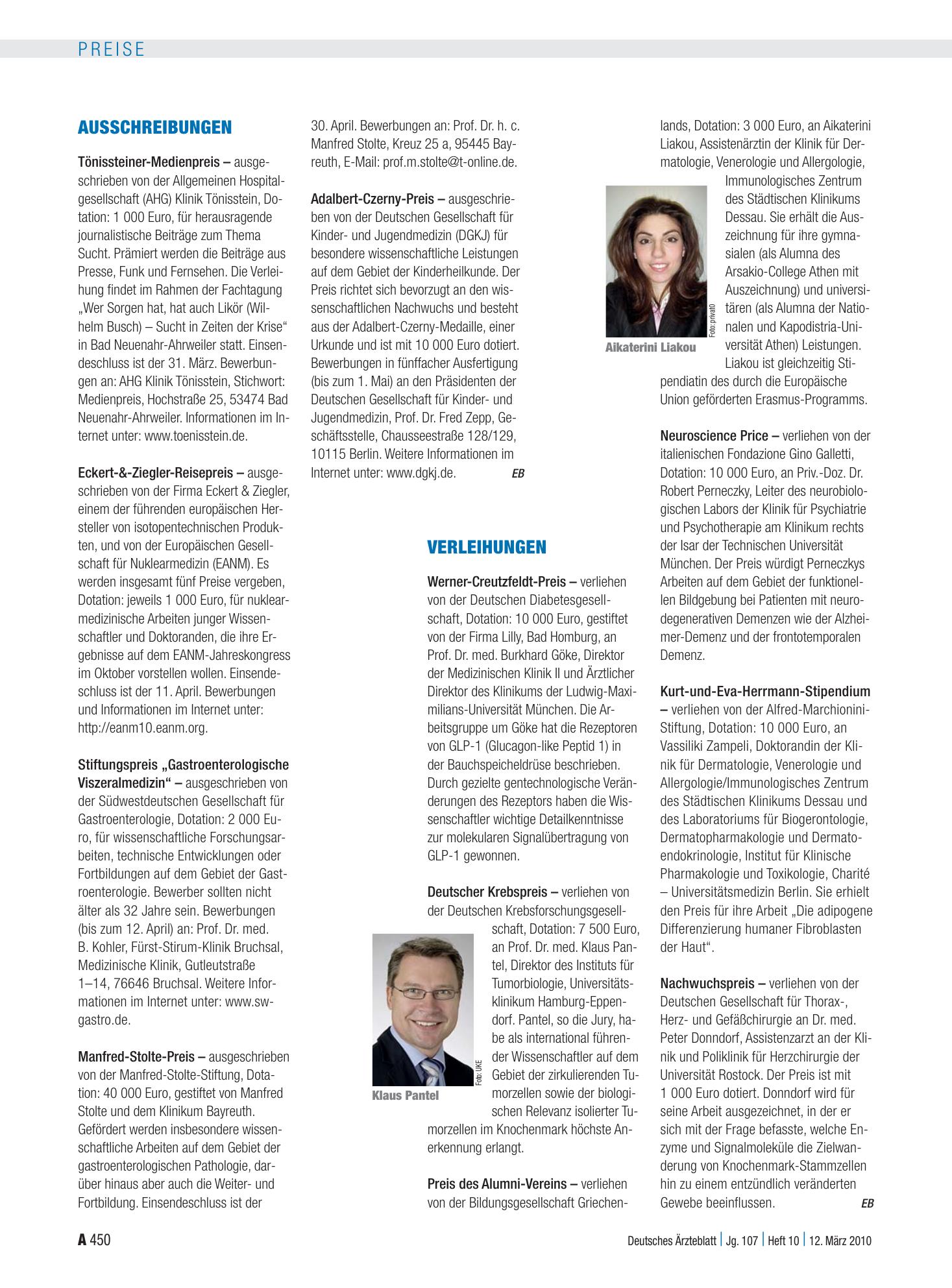 Vorschauseite 1: Ausschreibungen – Deutsches Ärzteblatt