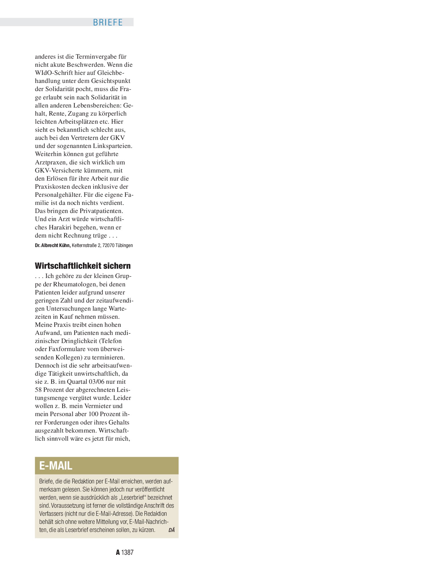 Vorschauseite 1: Wartezeiten: Wirtschaftlichkeit sichern – Deutsches Ärzteblatt