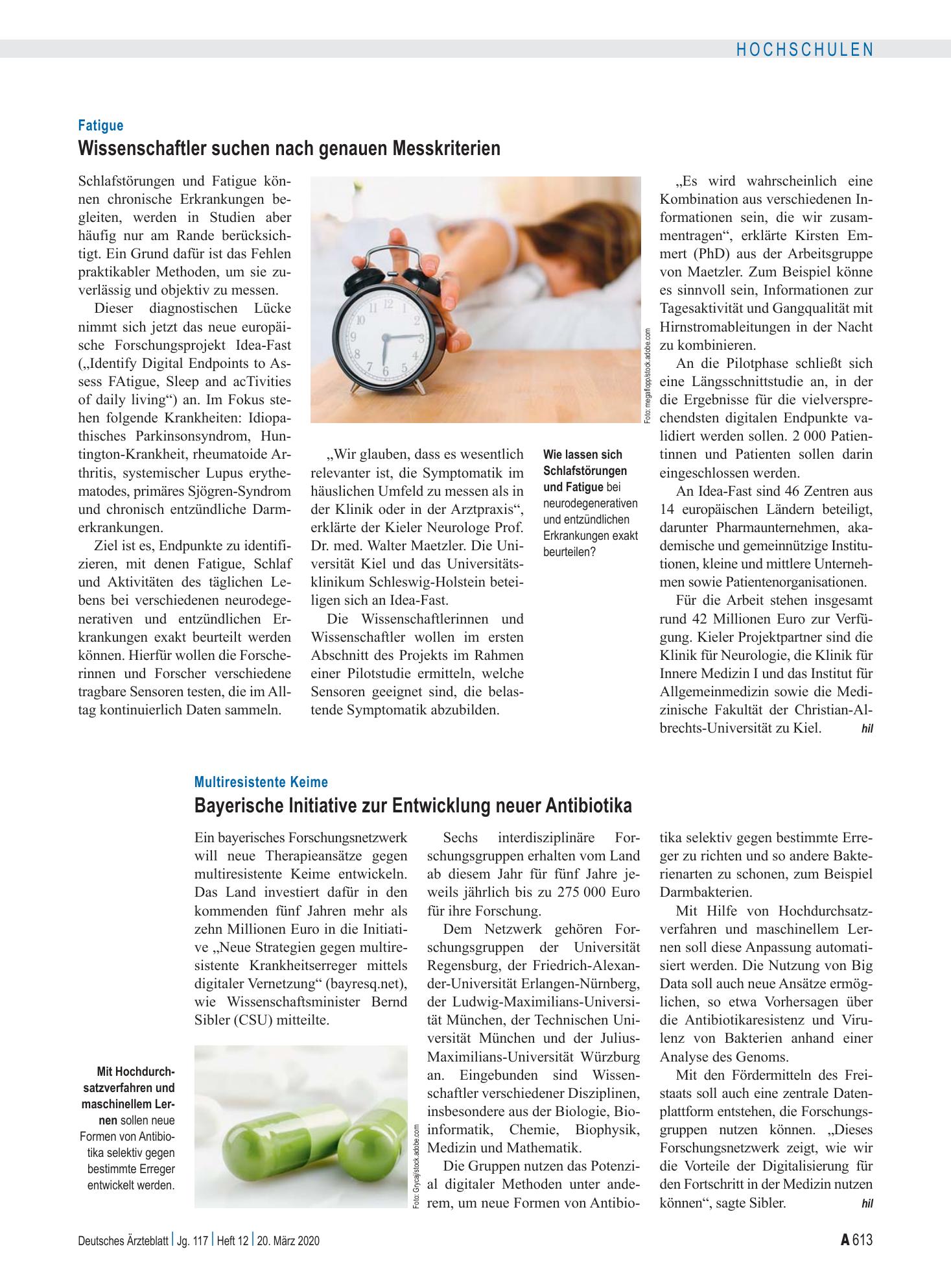 Vorschauseite 1: Multiresistente Keime: Bayerische Initiative zur Entwicklung neuer Antibiotika – Deutsches Ärzteblatt