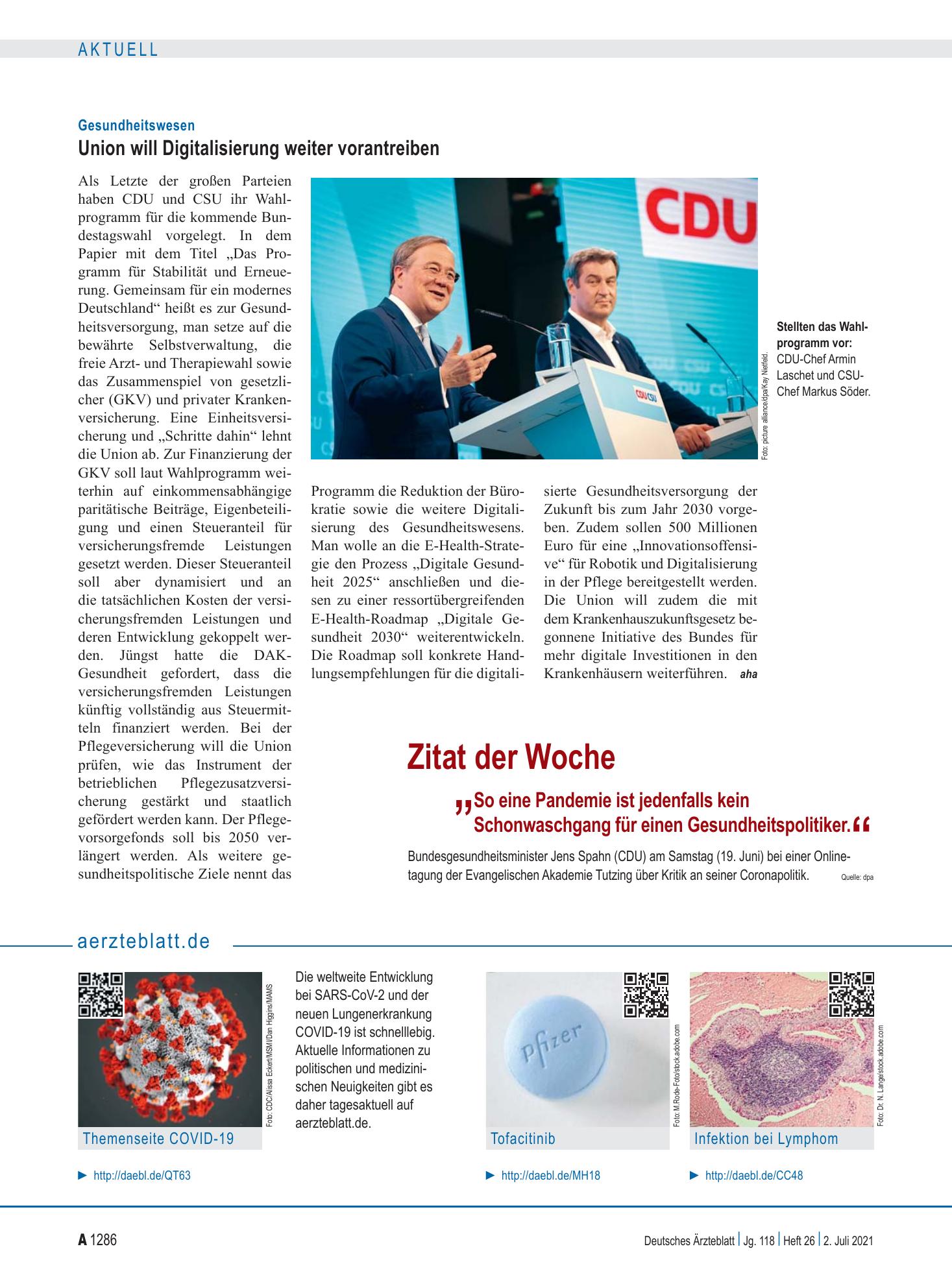 Vorschauseite 1: aerzteblatt.de – Deutsches Ärzteblatt
