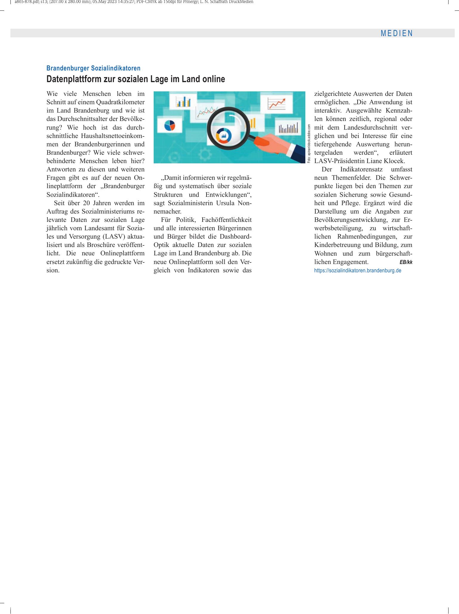 Vorschauseite 1: Brandenburger Sozialindikatoren: Datenplattform zur sozialen Lage im Land online – Deutsches Ärzteblatt