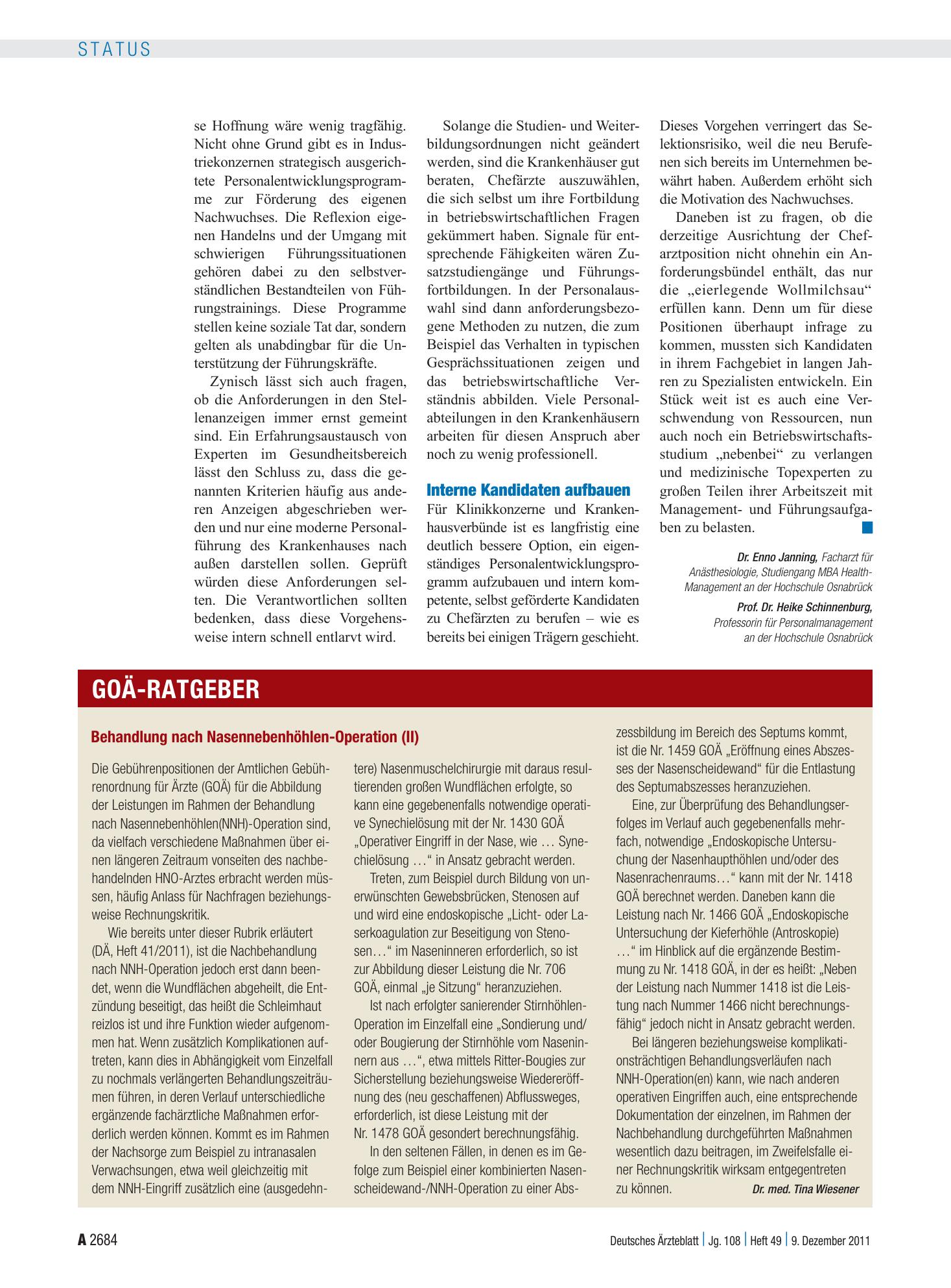 Vorschauseite 1: Behandlung nach Nasennebenhöhlen-Operation (II) – Deutsches Ärzteblatt