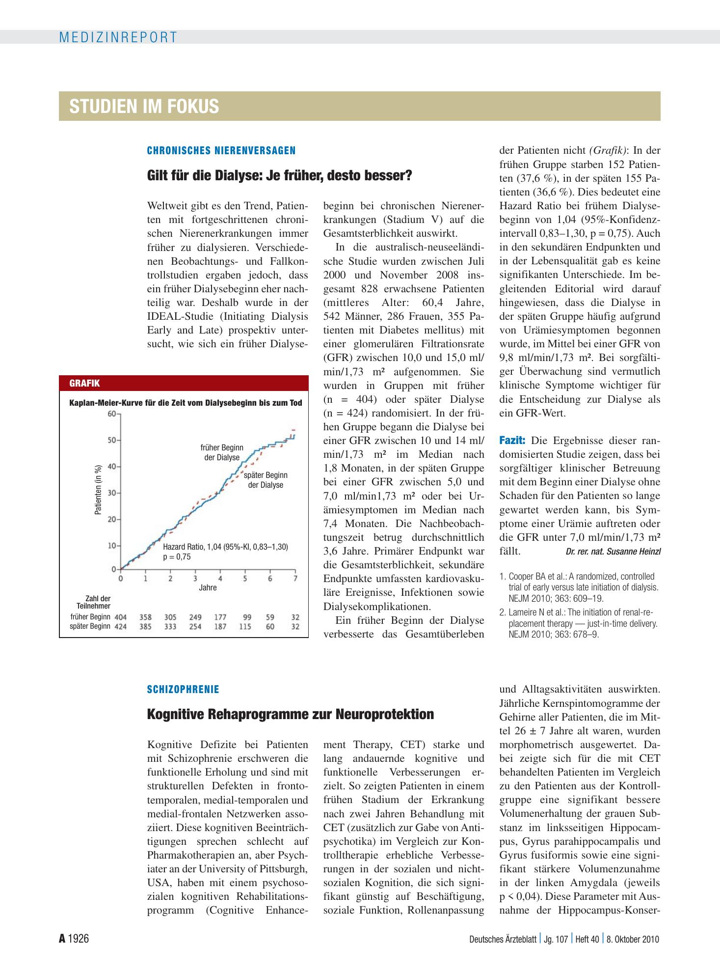 Vorschauseite 1: Schizophrenie: Kognitive Rehaprogramme zur Neuroprotektion – Deutsches Ärzteblatt