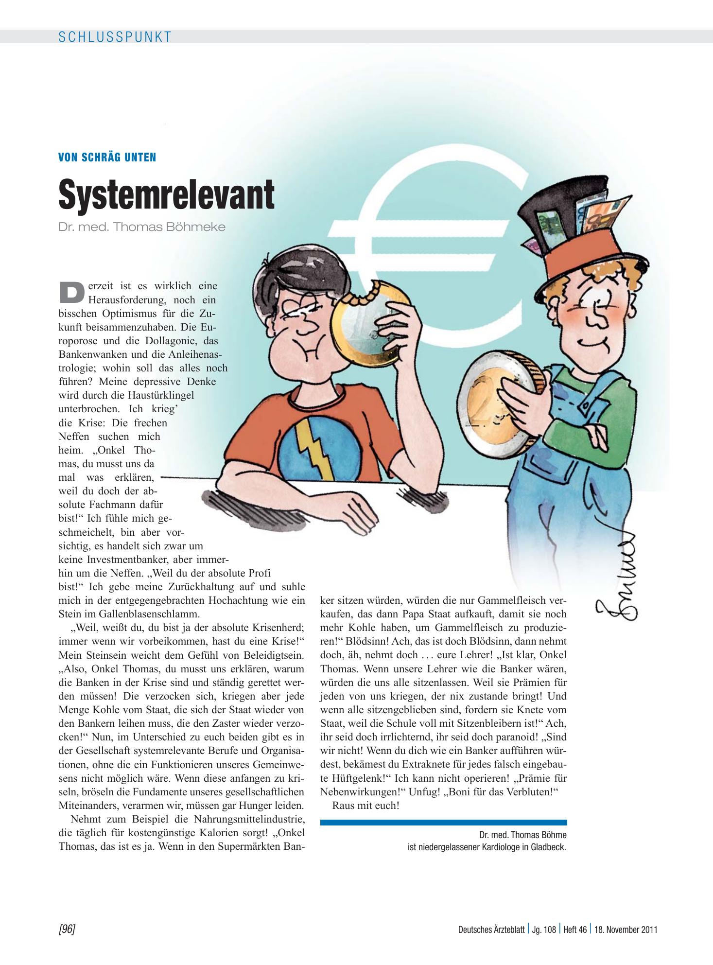 Vorschauseite 1: Von Schräg unten: Systemrelevant – Deutsches Ärzteblatt