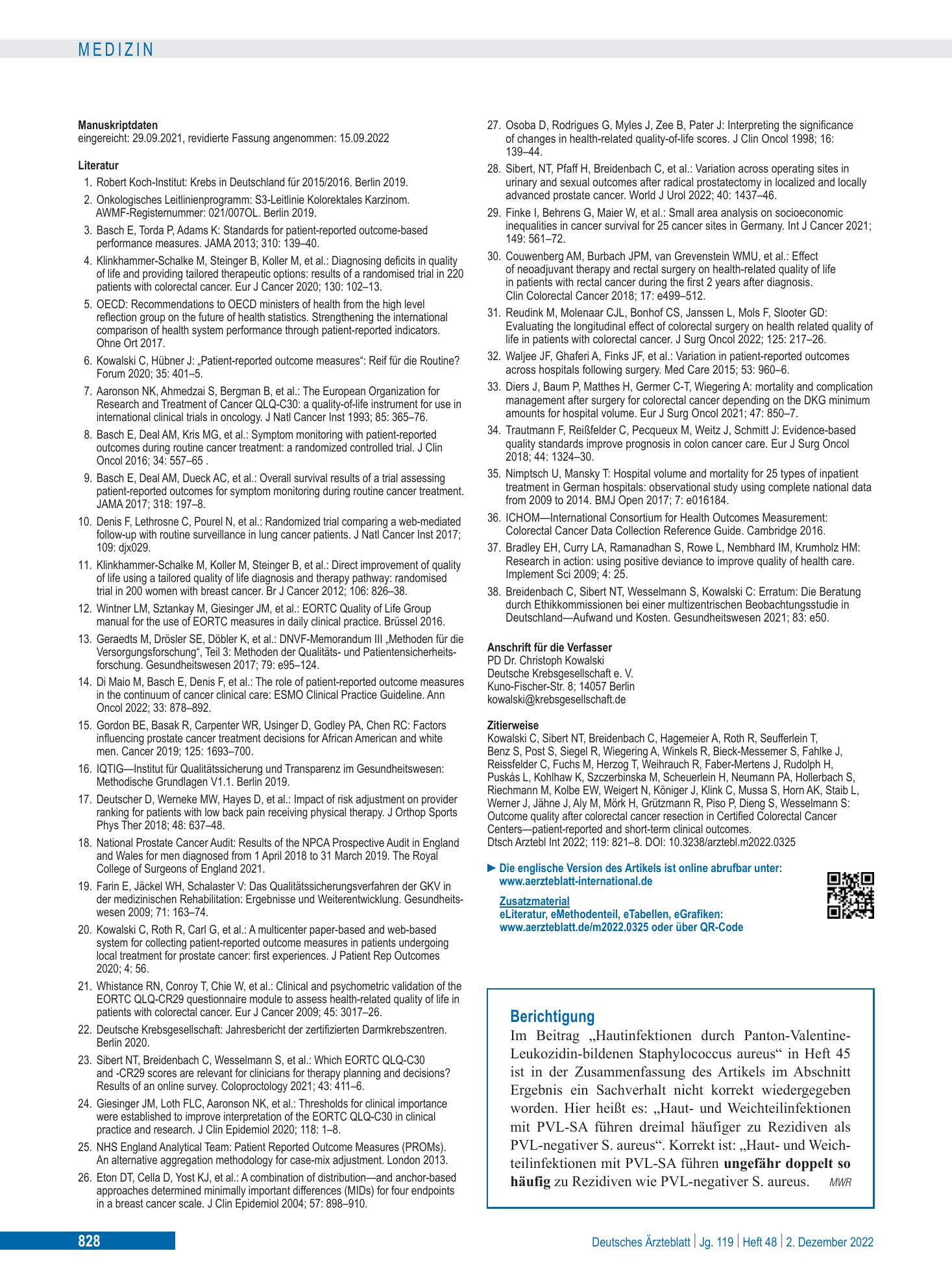 Vorschauseite 1: Berichtigung – Deutsches Ärzteblatt