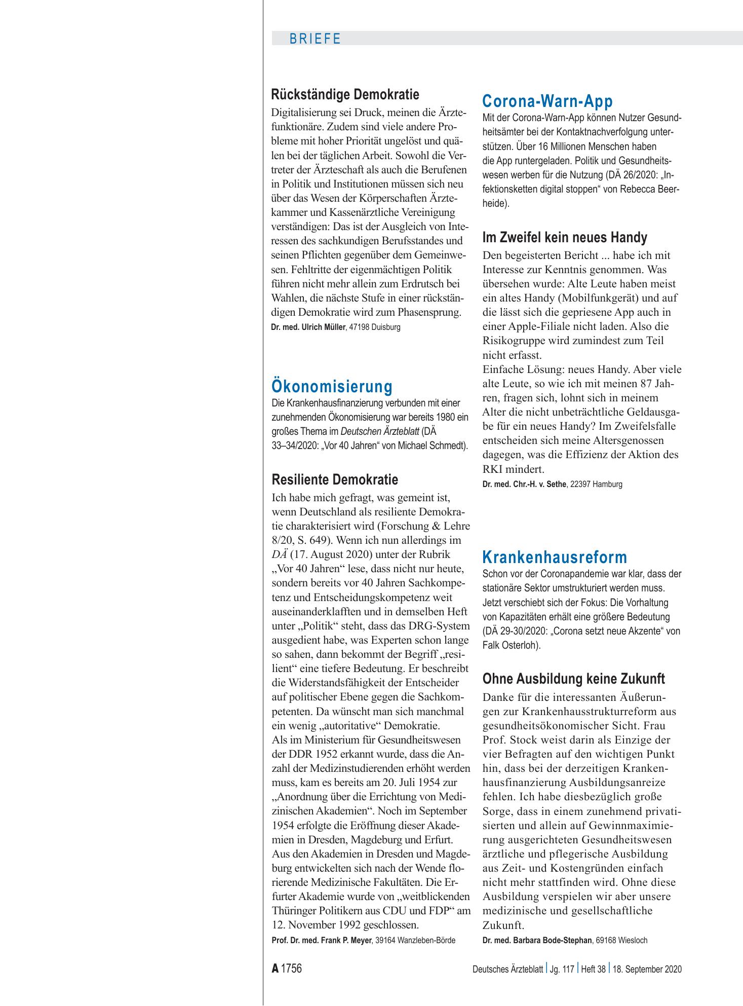 Vorschauseite 1: Ökonomisierung: Resiliente Demokratie – Deutsches Ärzteblatt