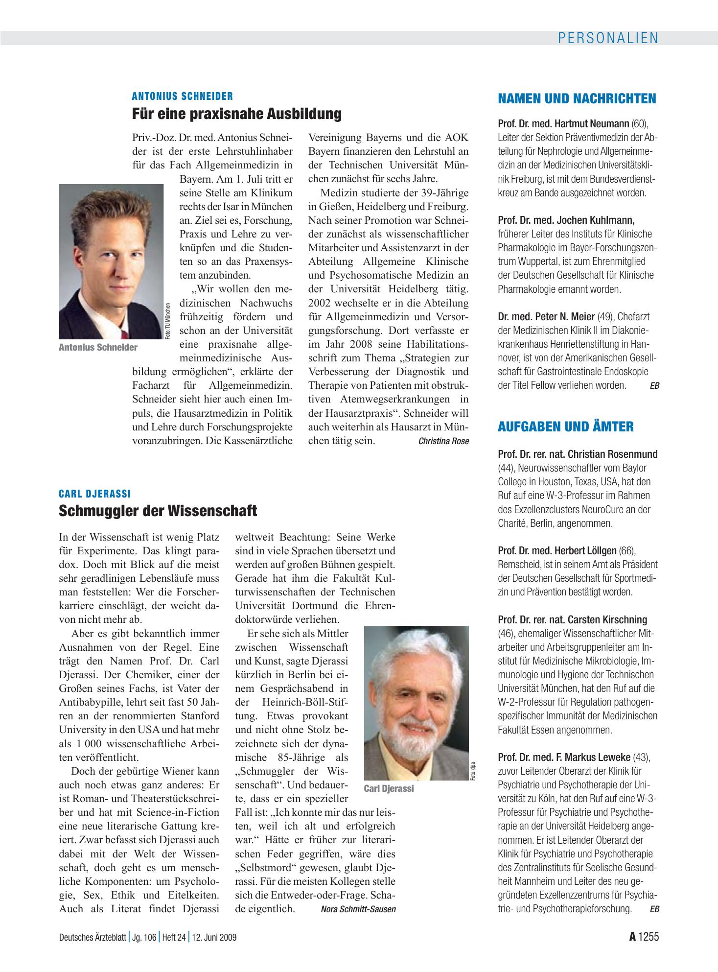 Vorschauseite 1: Aufgaben und Ämter – Deutsches Ärzteblatt
