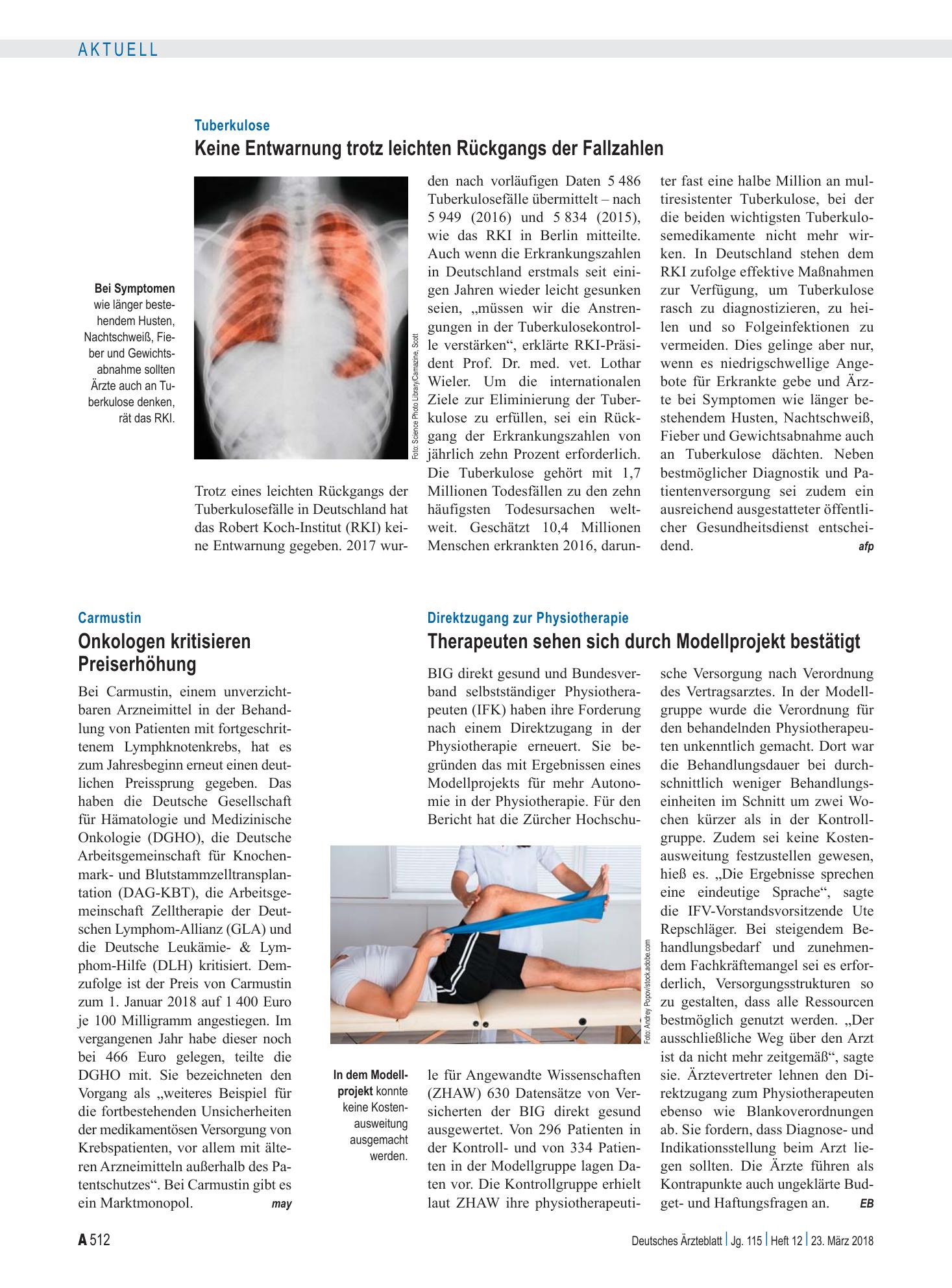 Vorschauseite 1: Carmustin: Onkologen kritisieren Preiserhöhung – Deutsches Ärzteblatt