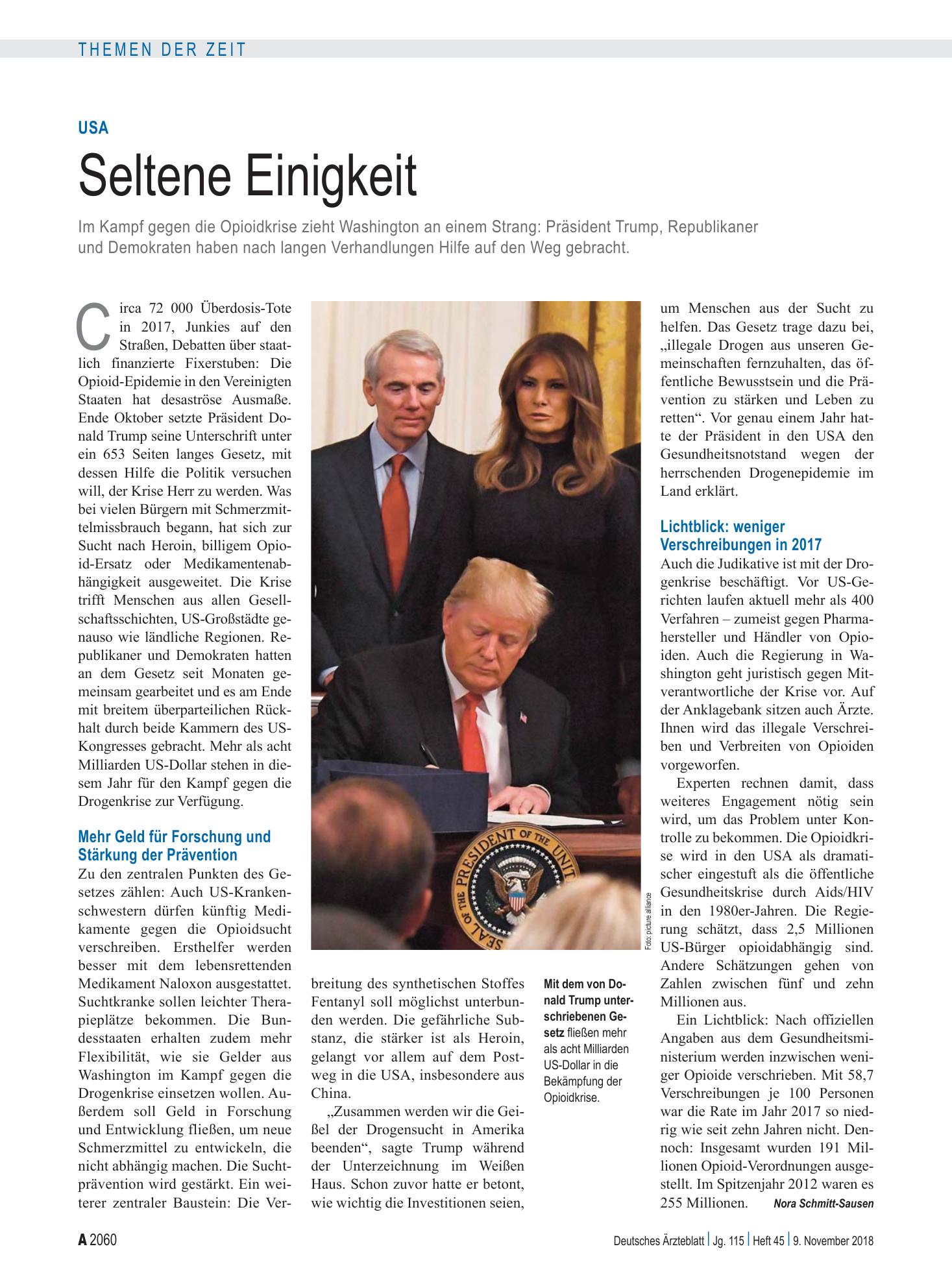 Vorschauseite 1: USA: Seltene Einigkeit – Deutsches Ärzteblatt