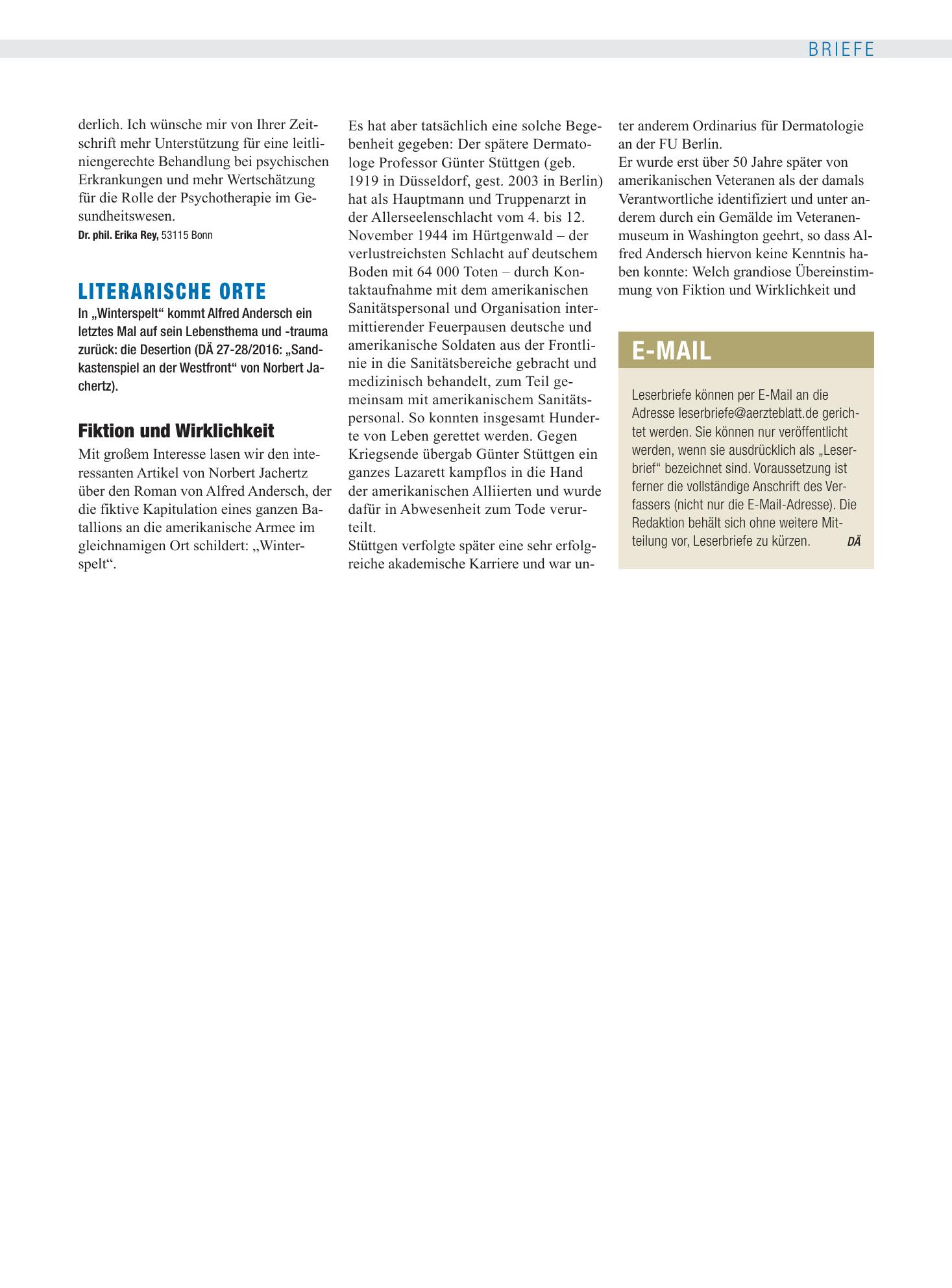 Vorschauseite 1: Literarische Orte: Fiktion und Wirklichkeit – Deutsches Ärzteblatt