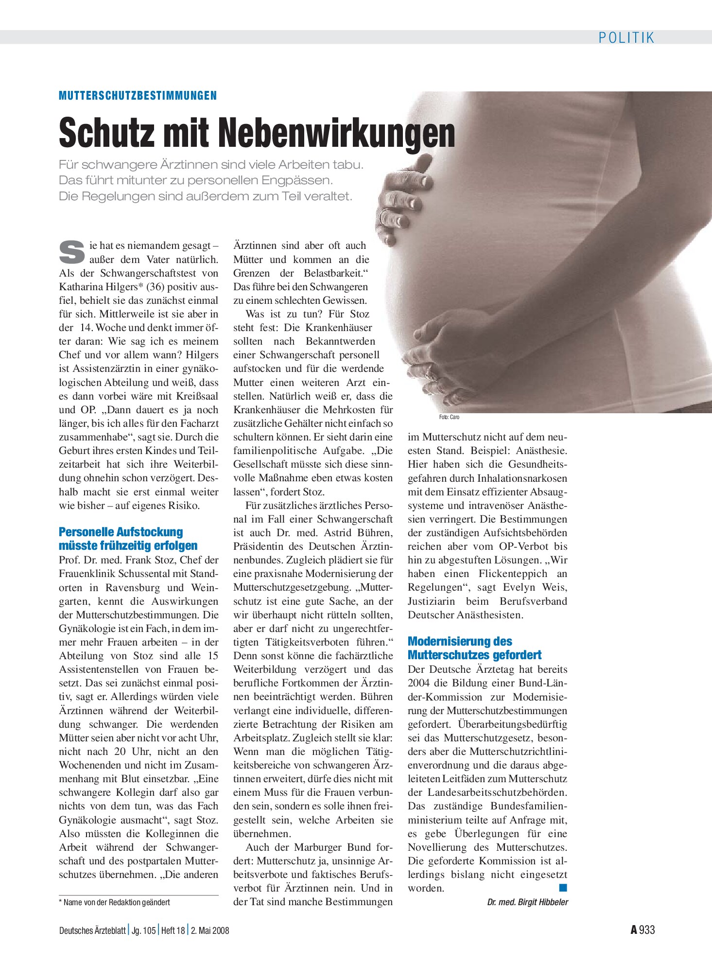 Vorschauseite 1: Mutterschutzbestimmungen: Schutz mit Nebenwirkungen – Deutsches Ärzteblatt