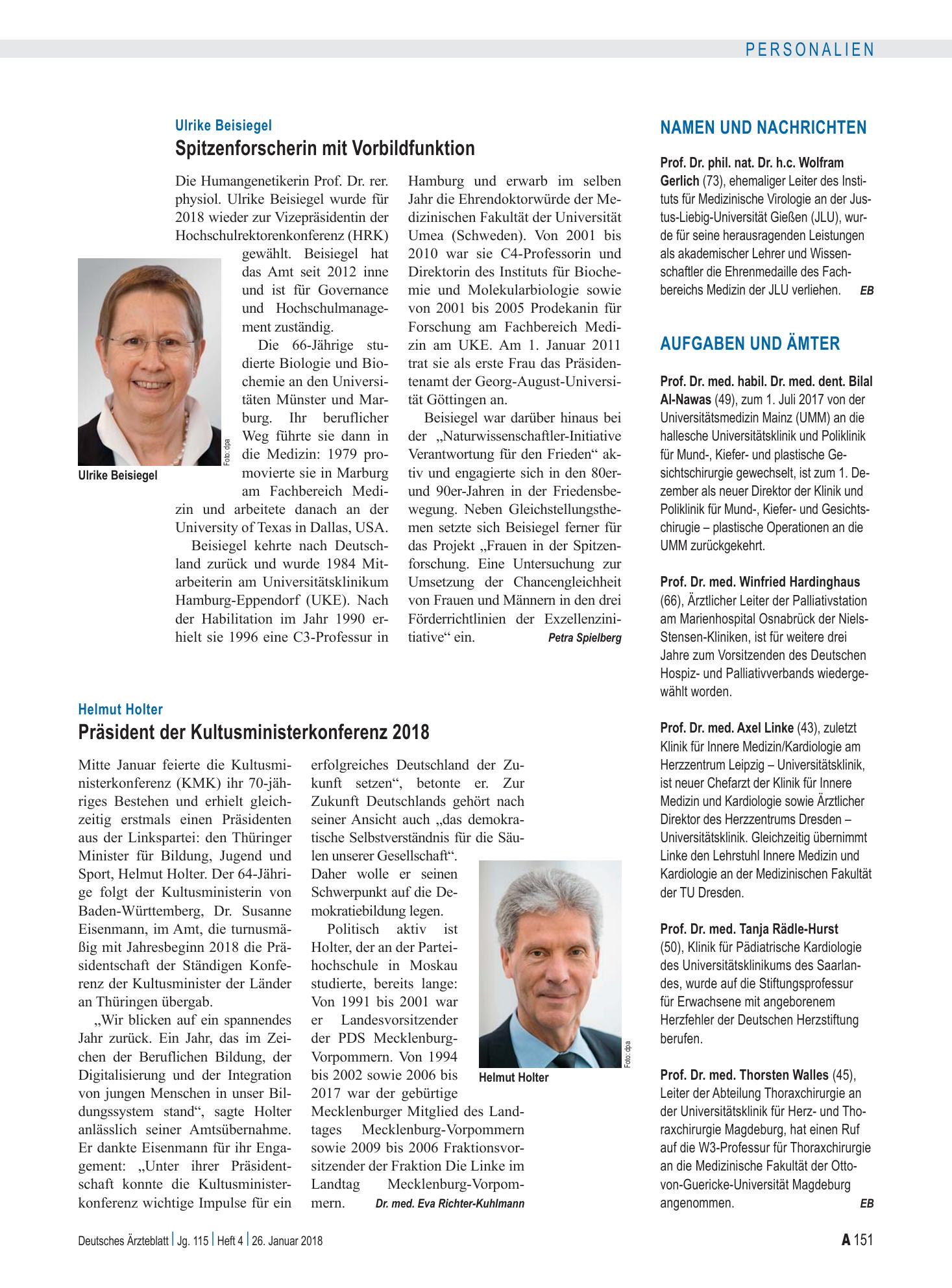 Vorschauseite 1: Aufgaben und Ämter – Deutsches Ärzteblatt