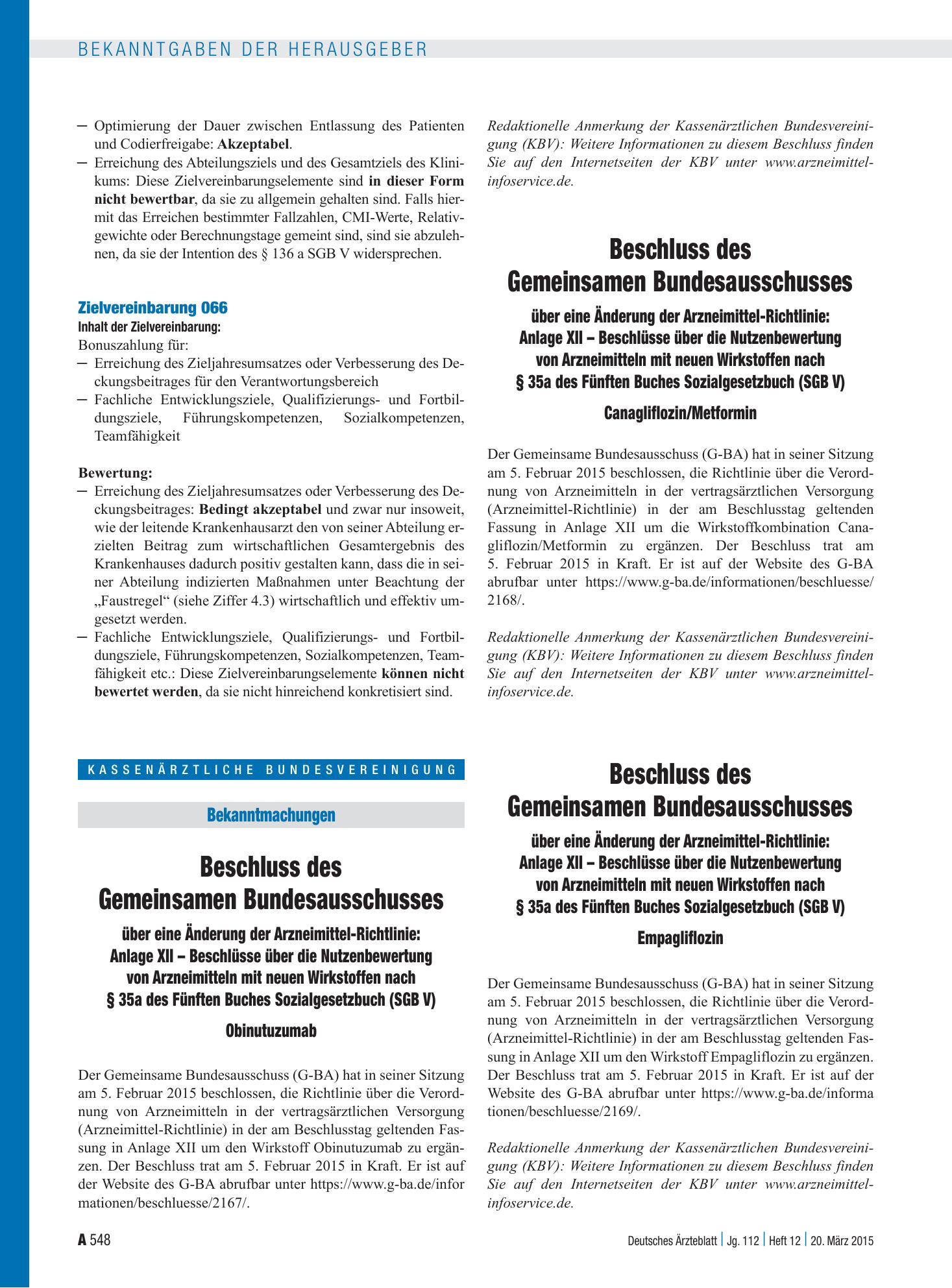 Vorschauseite 1: Beschluss des Gemeinsamen Bundesausschusses über eine Änderung der Arzneimittel-Richtlinie: Anlage XII – Beschlüsse über die Nutzenbewertung von Arzneimitteln mit neuen Wirkstoffe…