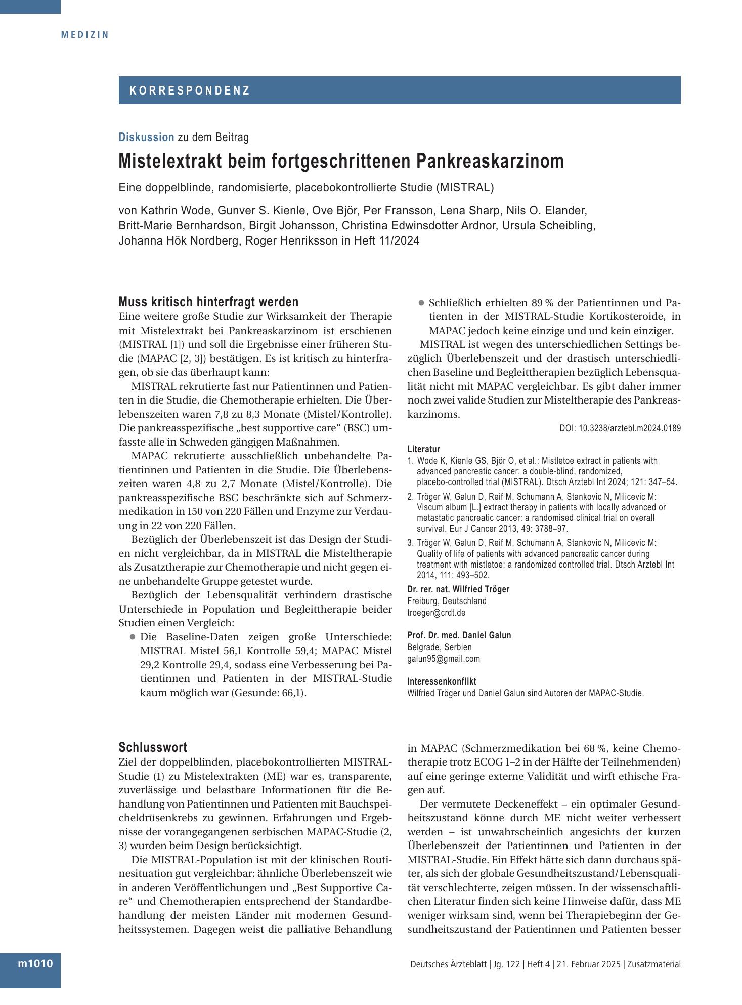 Vorschauseite 1: Muss kritisch hinterfragt werden – Deutsches Ärzteblatt