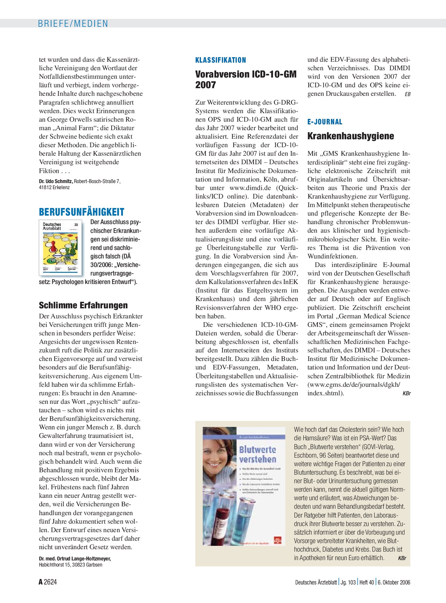 Vorschauseite 1: Klassifikation: Vorabversion ICD-10-GM 2007 – Deutsches Ärzteblatt