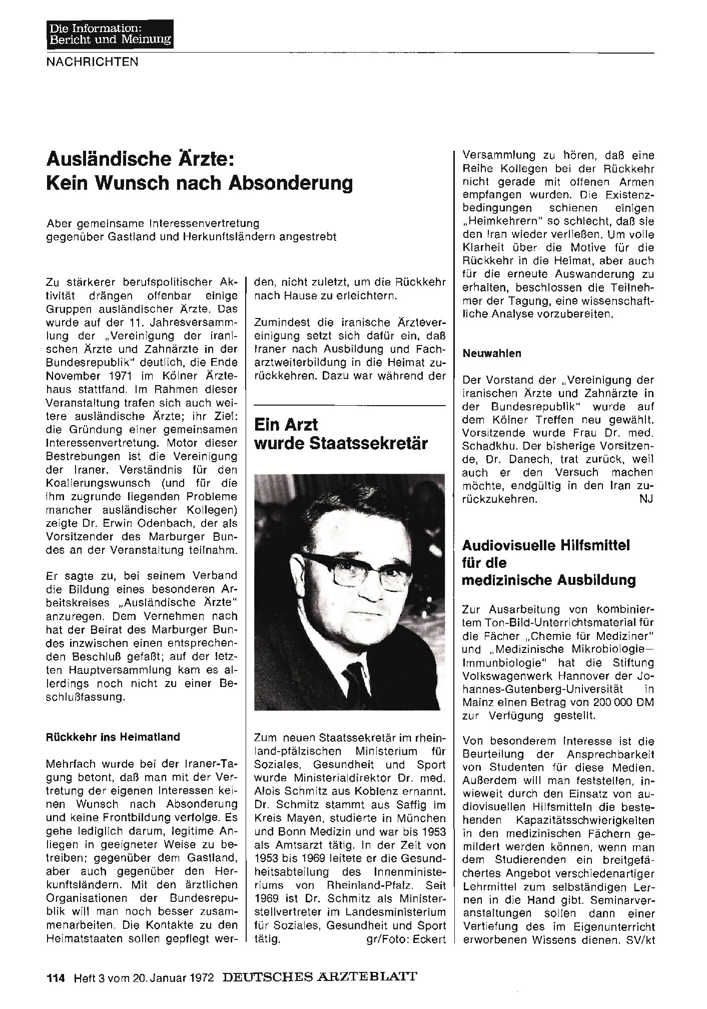 Vorschauseite 1: Ausländische Ärzte: Kein Wunsch nach Absonderung
