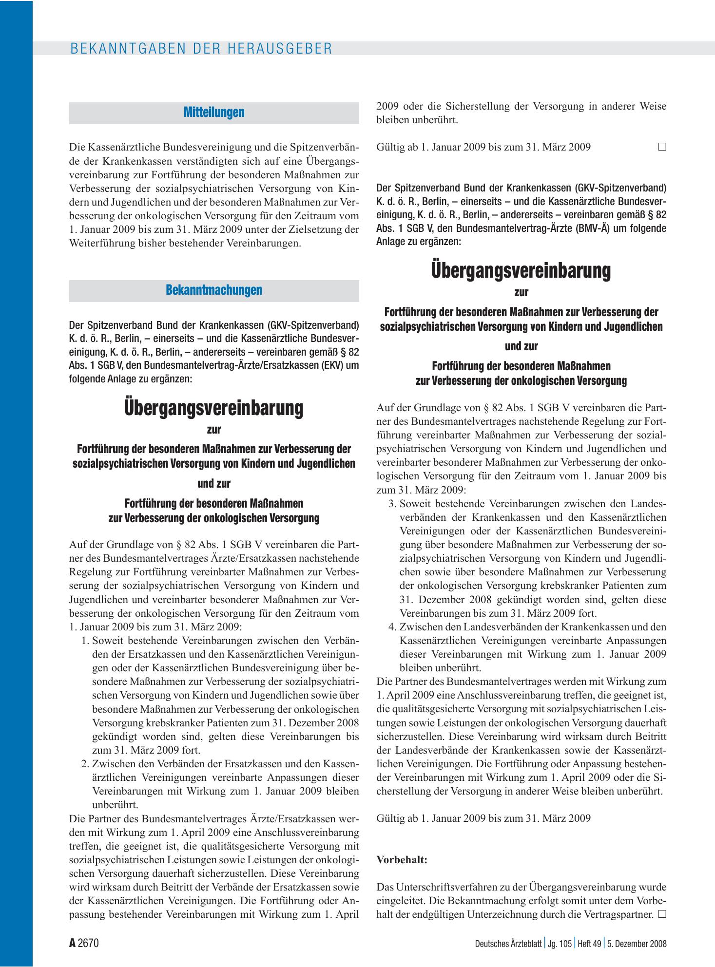 Vorschauseite 1: Mitteilungen – Deutsches Ärzteblatt