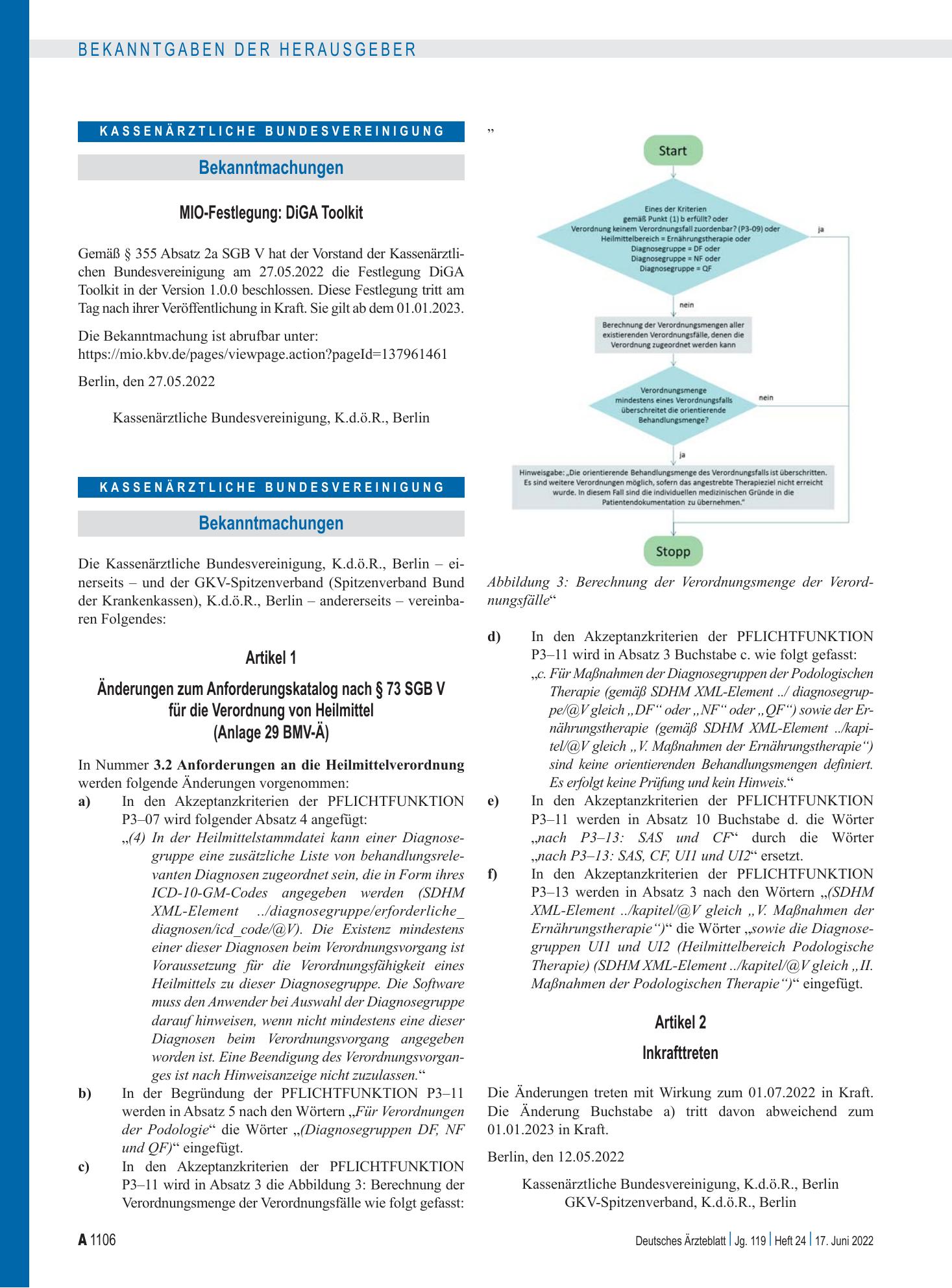 Vorschauseite 1: MIO-Festlegung: DiGA Toolkit – Deutsches Ärzteblatt