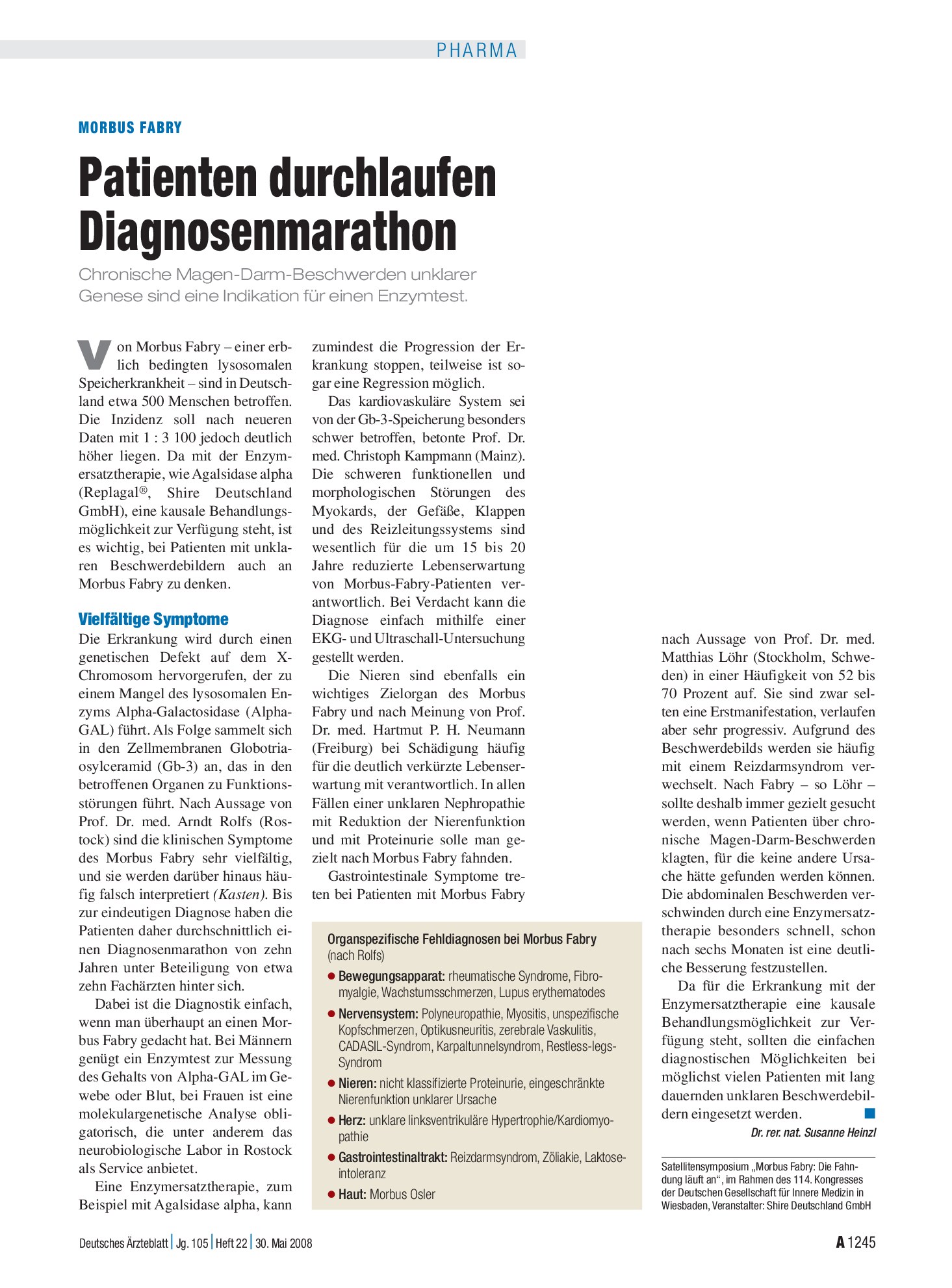 Vorschauseite 1: Morbus Fabry: Patienten durchlaufen Diagnosenmarathon – Deutsches Ärzteblatt