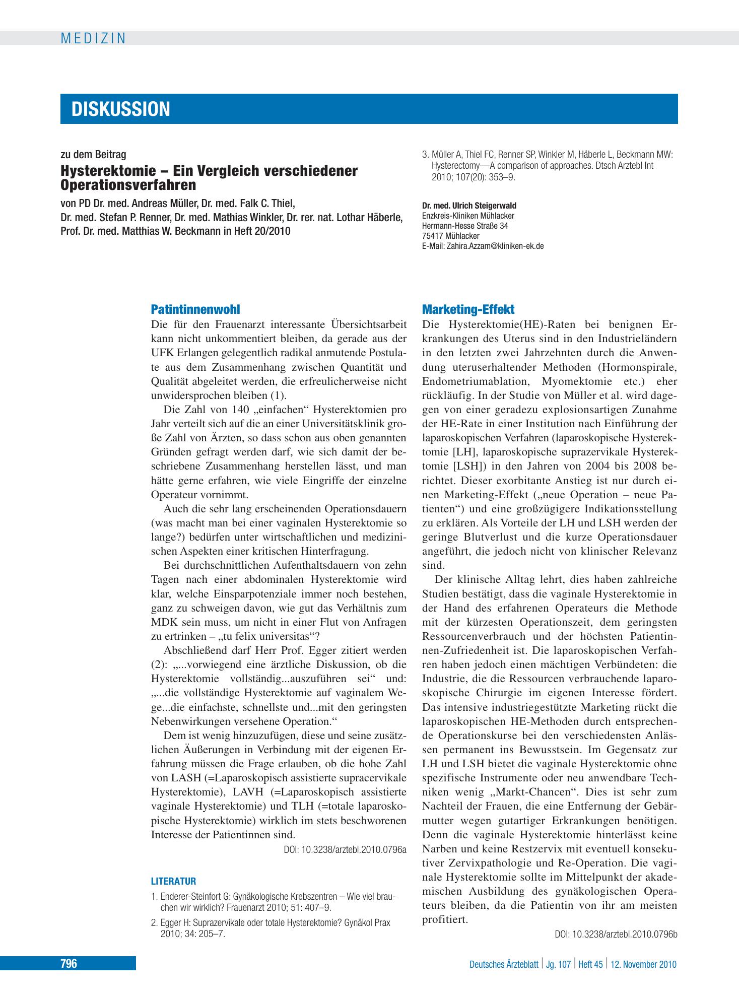 Vorschauseite 1: Patientinnenwohl – Deutsches Ärzteblatt