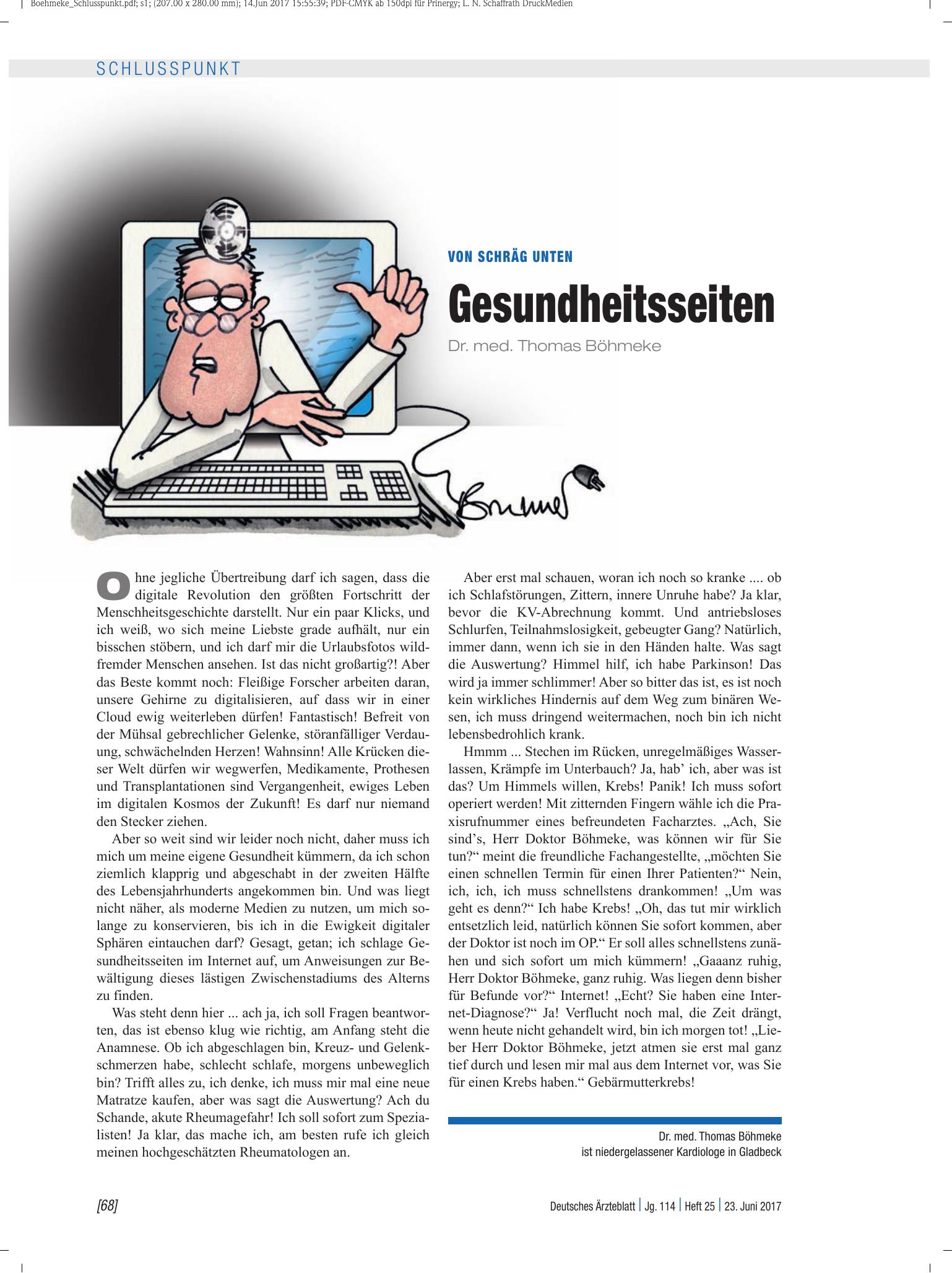 Vorschauseite 1: Von schräg unten: Gesundheitsseiten – Deutsches Ärzteblatt