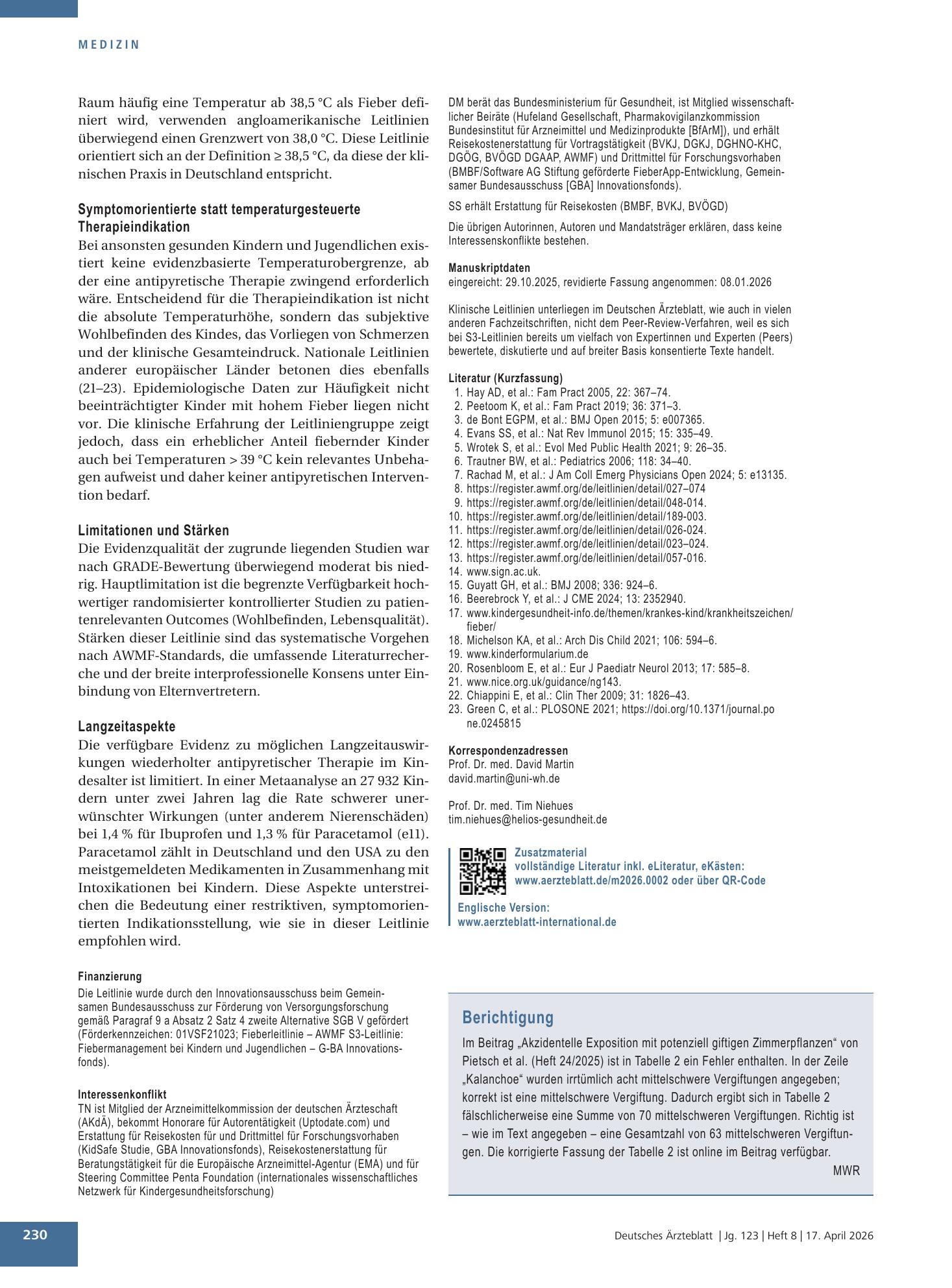 Vorschauseite 1: Berichtigung – Deutsches Ärzteblatt