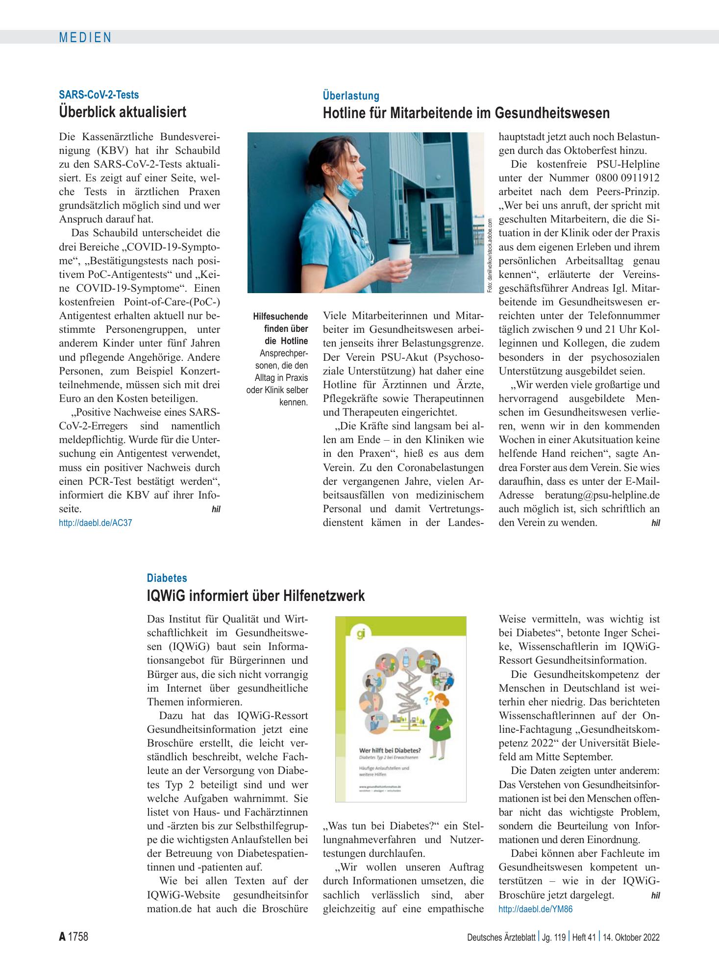 Vorschauseite 1: SARS-CoV-2-Tests: Überblick aktualisiert – Deutsches Ärzteblatt