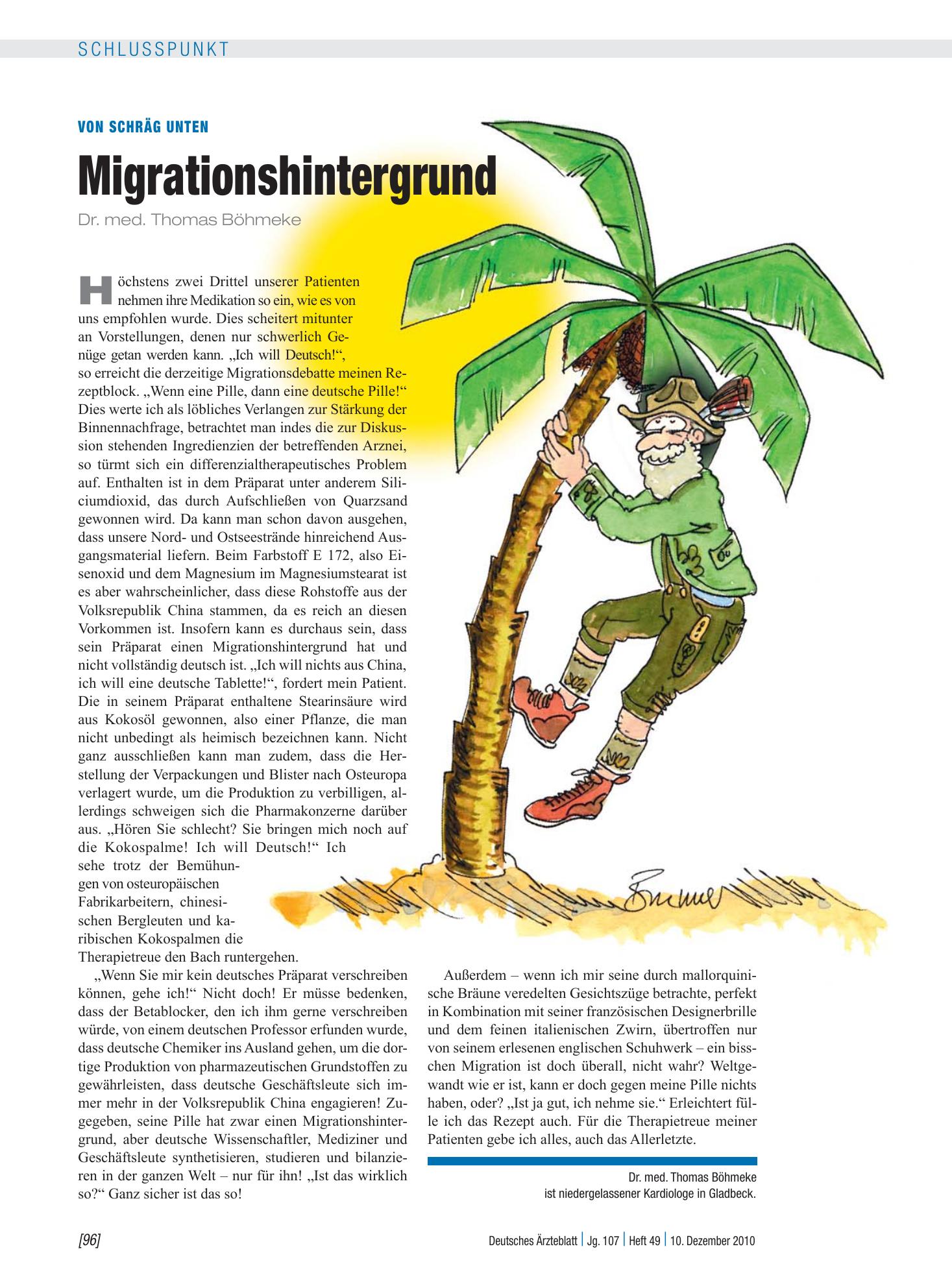Vorschauseite 1: Von schräg unten: Migrationshintergrund – Deutsches Ärzteblatt
