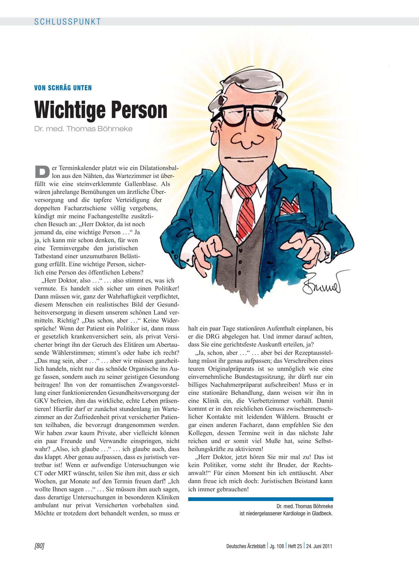 Vorschauseite 1: Von schräg unten: Wichtige Person – Deutsches Ärzteblatt